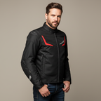 Macna Macna Durago Giacca Moto Touring Nero Rosso – Impermeabile Raintex CE Tg L Nero Abbigliamento per moto - Moon Bike - Vista 3