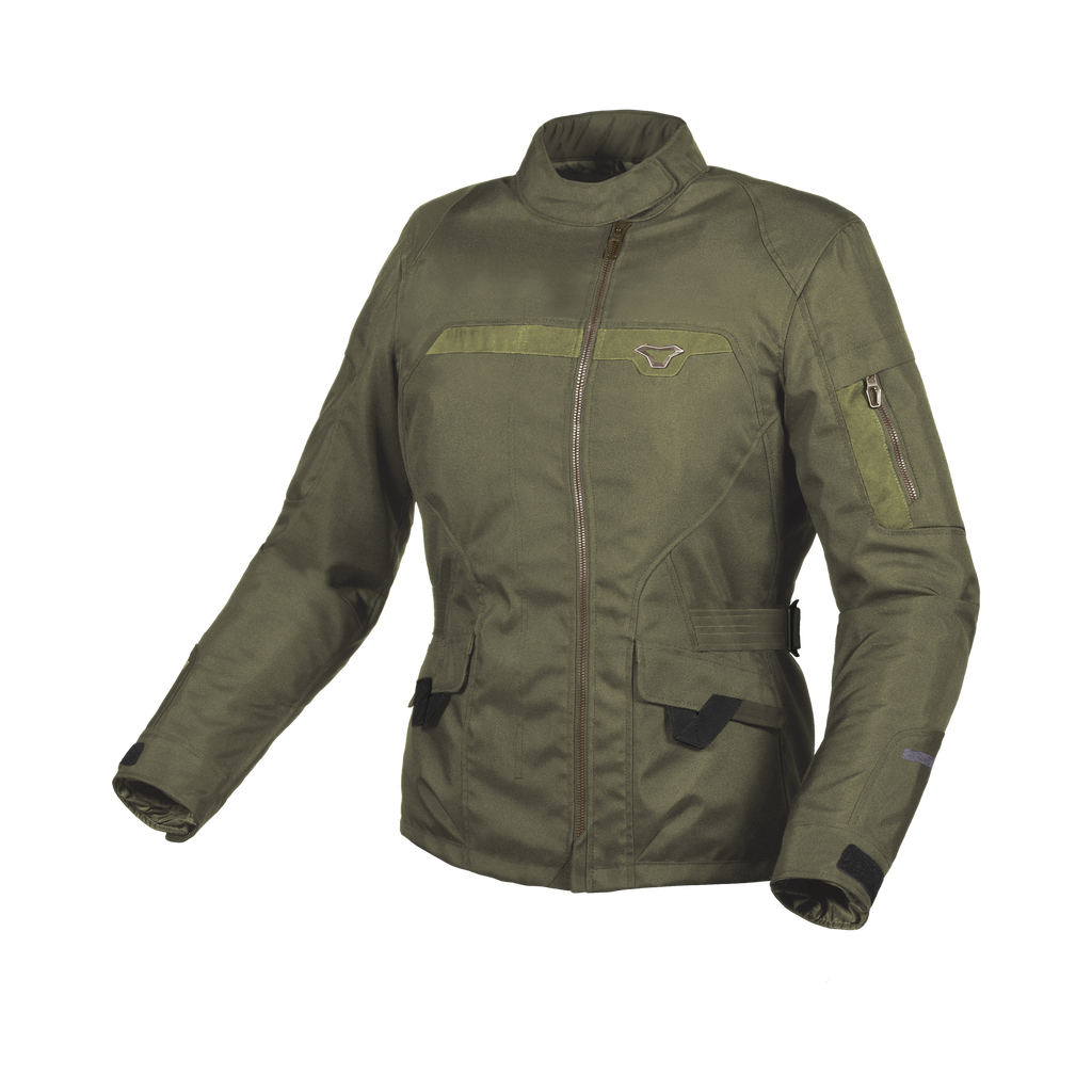 Macna Evora Verde – Giacca Moto Casual 2 Strati Impermeabile CE Donna – vista frontale