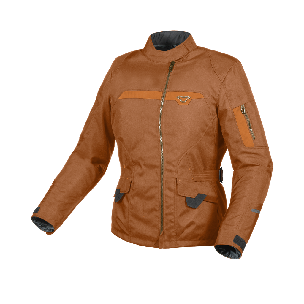 Macna Evora Marrone – Giacca Moto Casual 2 Strati Impermeabile CE Donna – vista frontale
