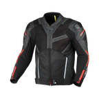 Macna Galvic Nero/Rosso – Giacca Moto Estiva in Pelle e Rete Sportiva CE Classe AA Uomo - vista 1