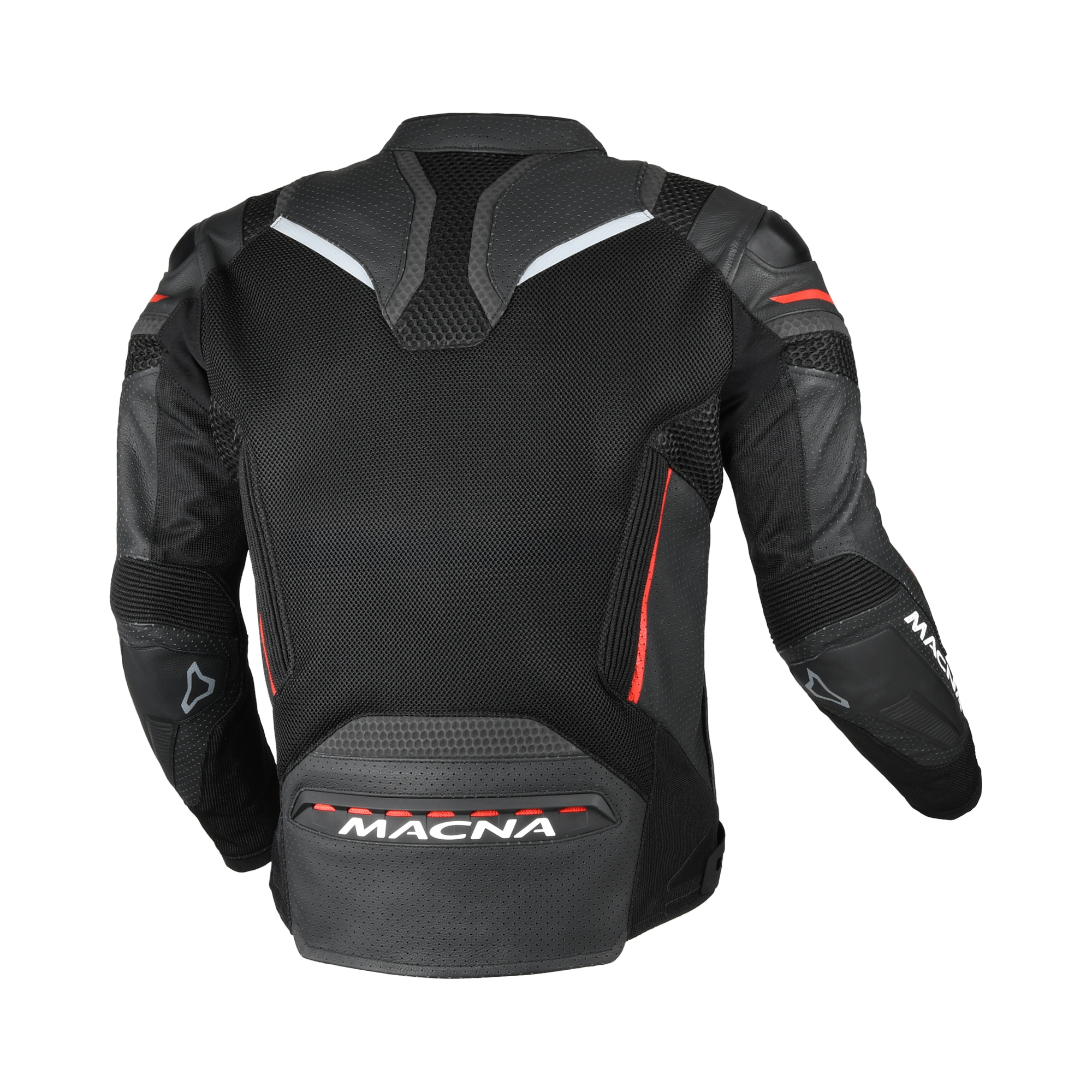 Macna Galvic Nero/Rosso – Giacca Moto Estiva in Pelle e Rete Sportiva CE Classe AA Uomo - vista 2