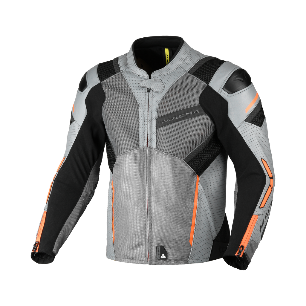 Macna Galvic Grigio/Nero – Giacca Moto Estiva in Pelle e Rete Sportiva CE Classe AA Uomo - vista 1