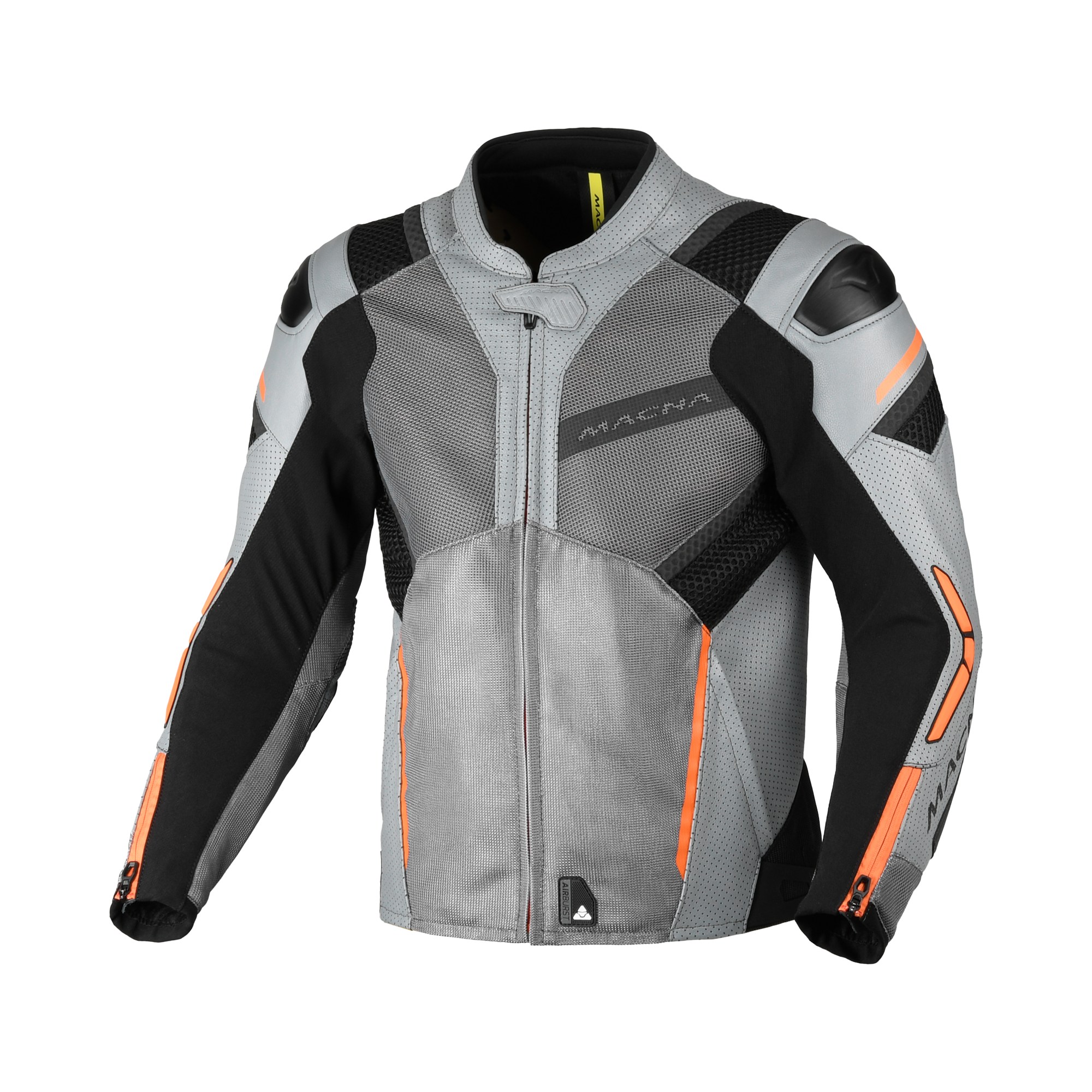 Macna Galvic Grigio/Nero – Giacca Moto Estiva in Pelle e Rete Sportiva CE Classe AA Uomo - vista 1