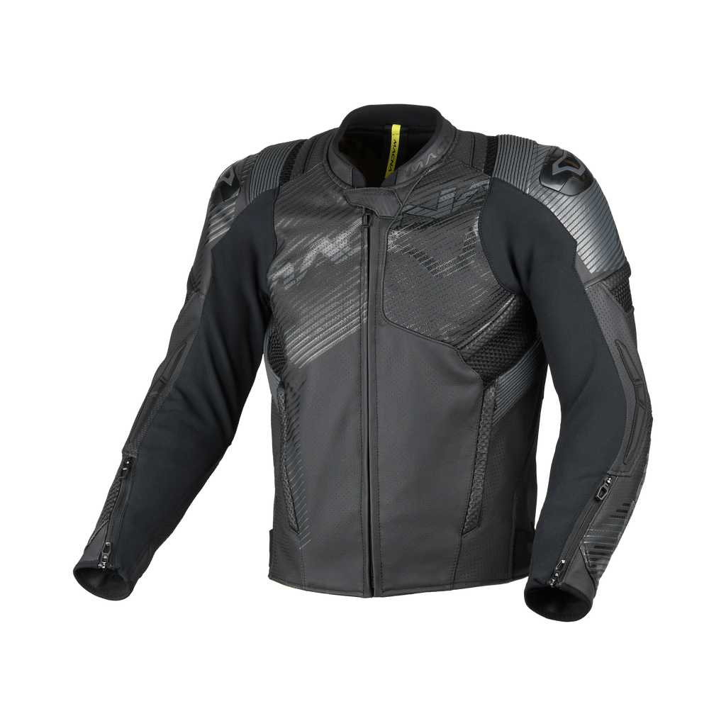 Macna Ignite Nero – Giacca Moto in Pelle e Rete Sportiva CE Classe AAA Uomo – vista 1