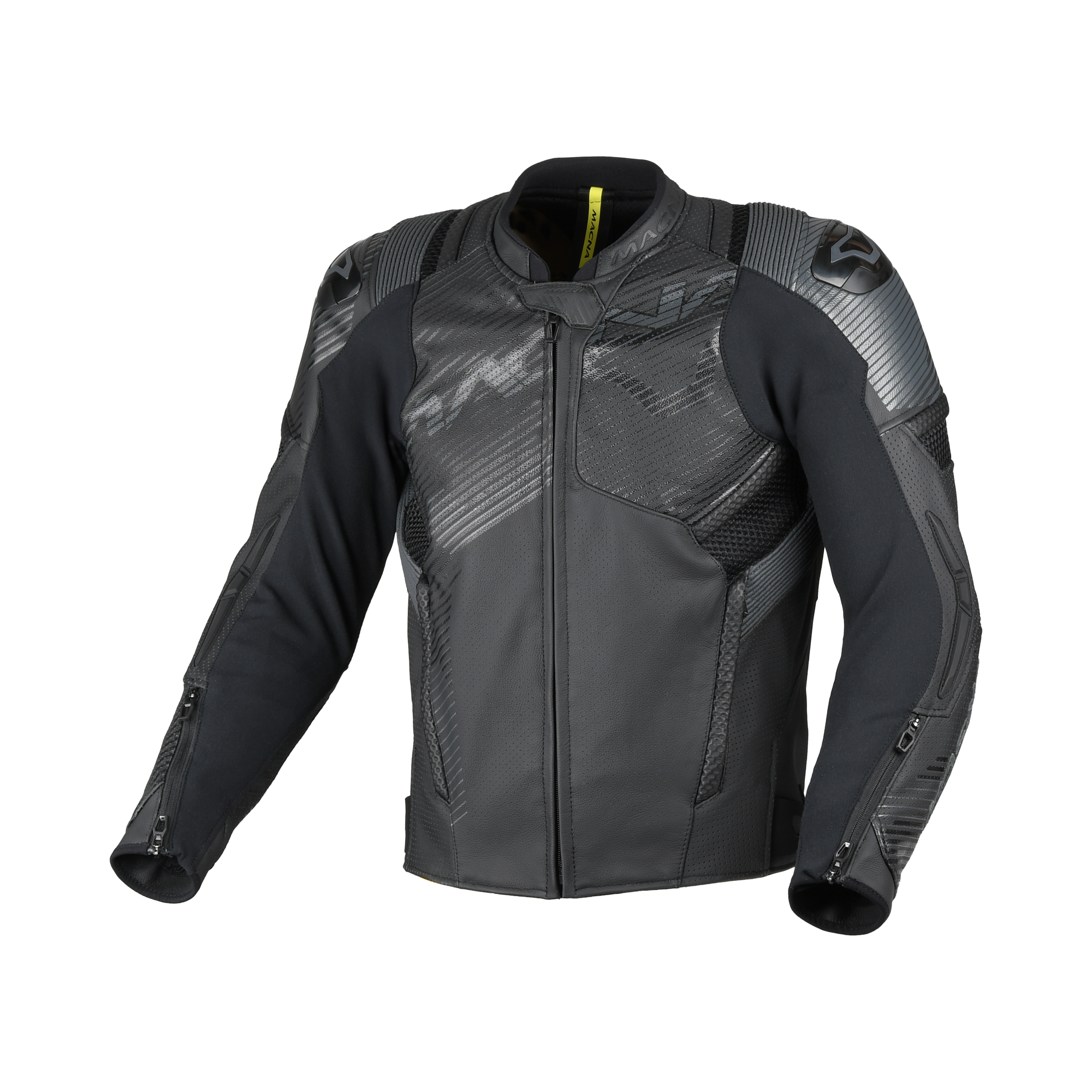 Macna Ignite Nero – Giacca Moto in Pelle e Rete Sportiva CE Classe AAA Uomo – vista 1