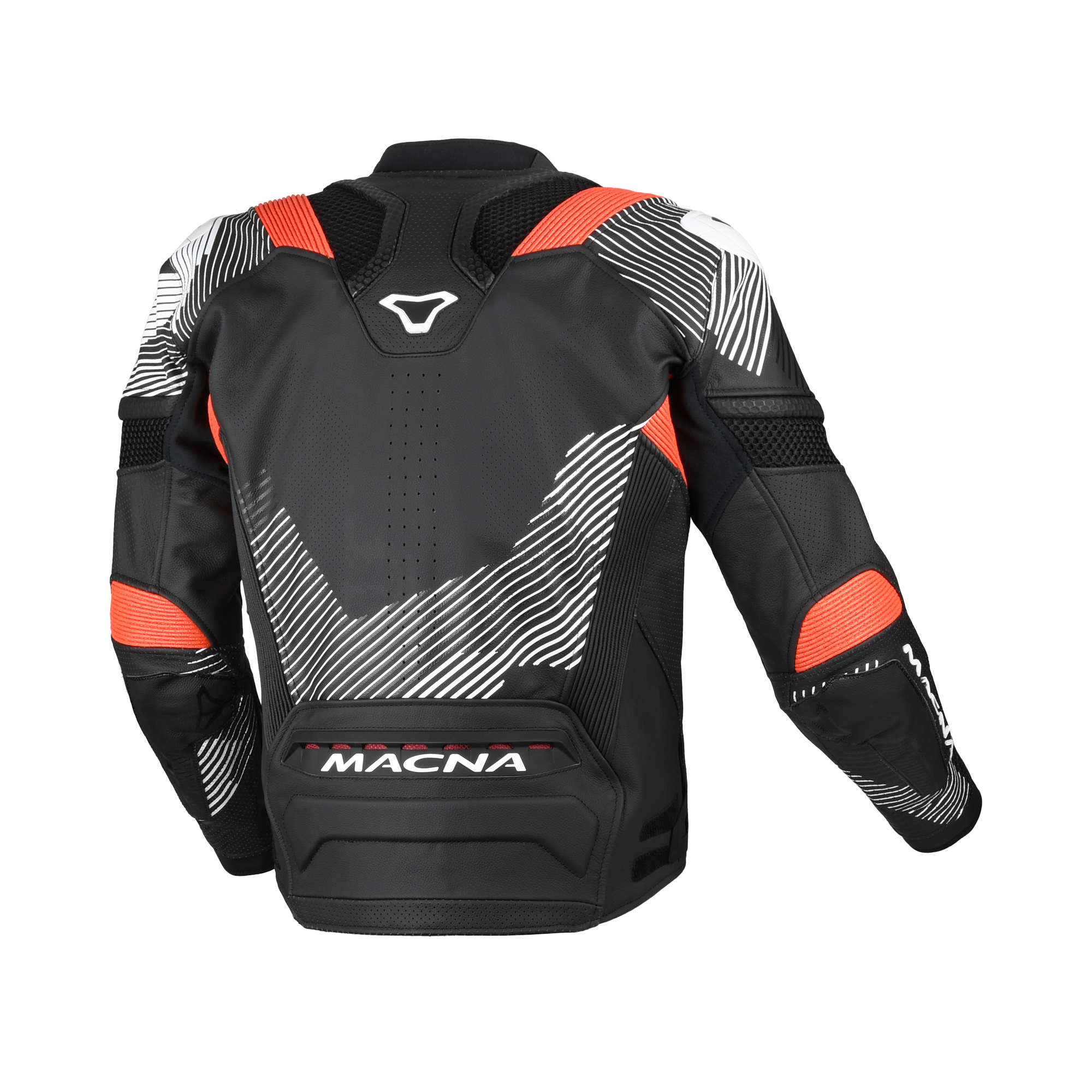 Macna Ignite Nero/Rosso – Giacca Moto in Pelle e Rete Sportiva CE Classe AAA Uomo – vista 2