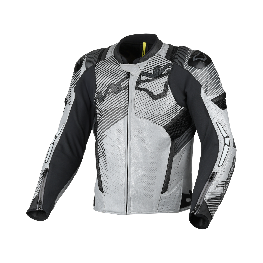 Macna Ignite Grigio/Nero – Giacca Moto in Pelle e Rete Sportiva CE Classe AAA Uomo – vista 1