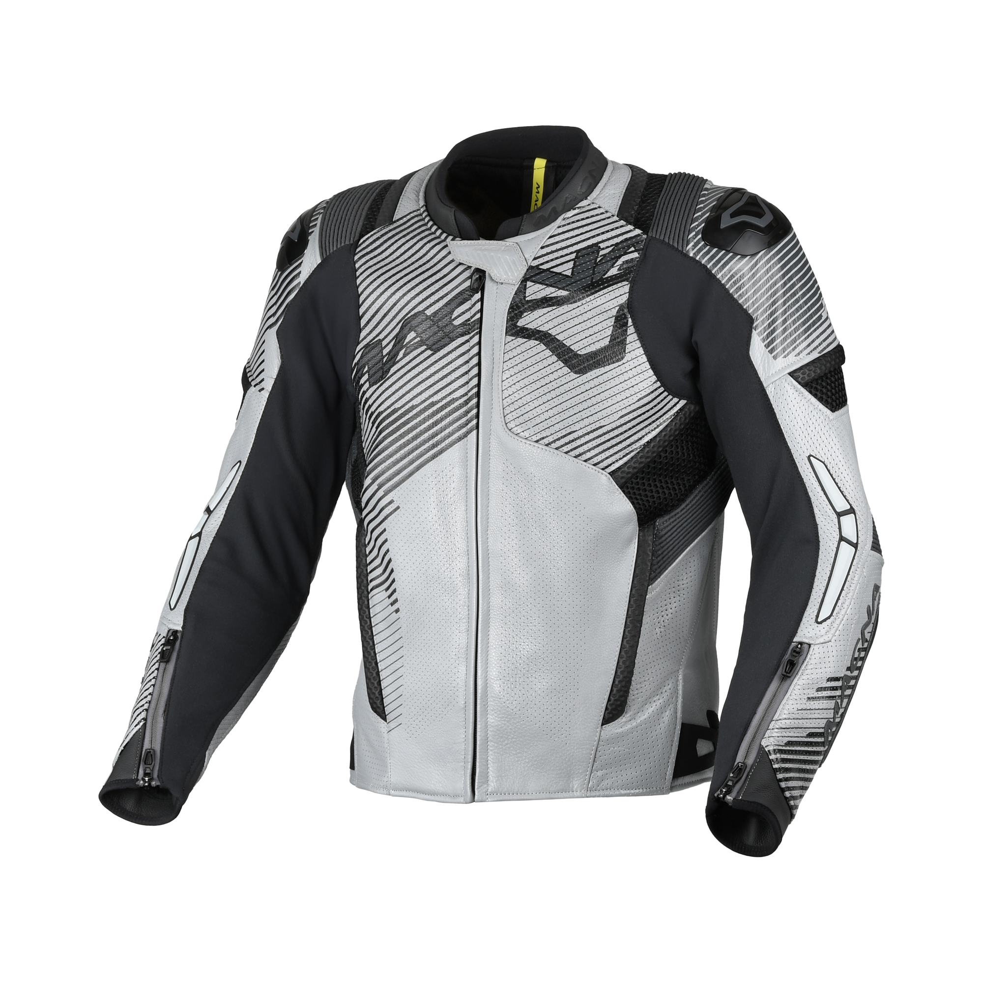 Macna Ignite Grigio/Nero – Giacca Moto in Pelle e Rete Sportiva CE Classe AAA Uomo – vista 1