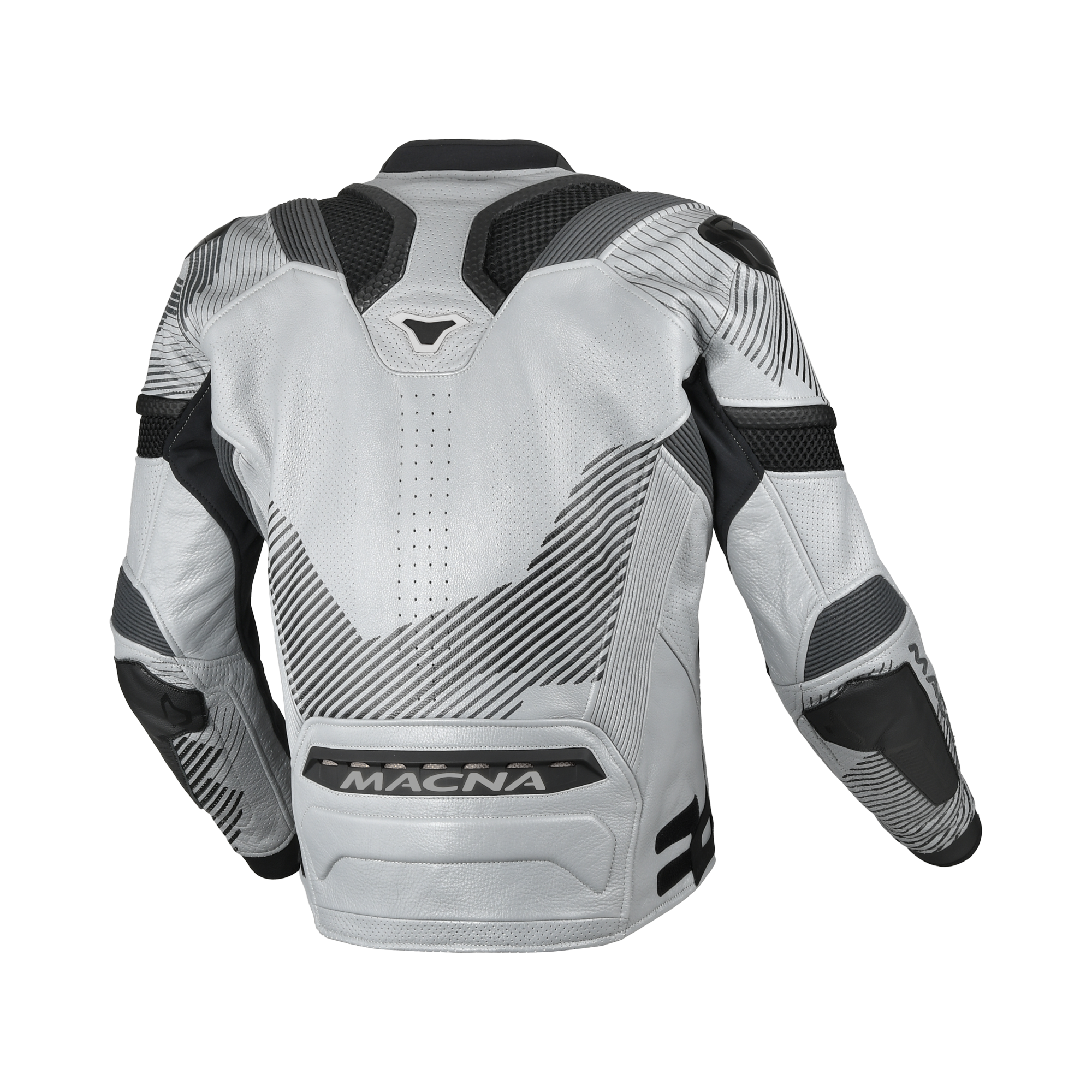 Macna Ignite Grigio/Nero – Giacca Moto in Pelle e Rete Sportiva CE Classe AAA Uomo – vista 2