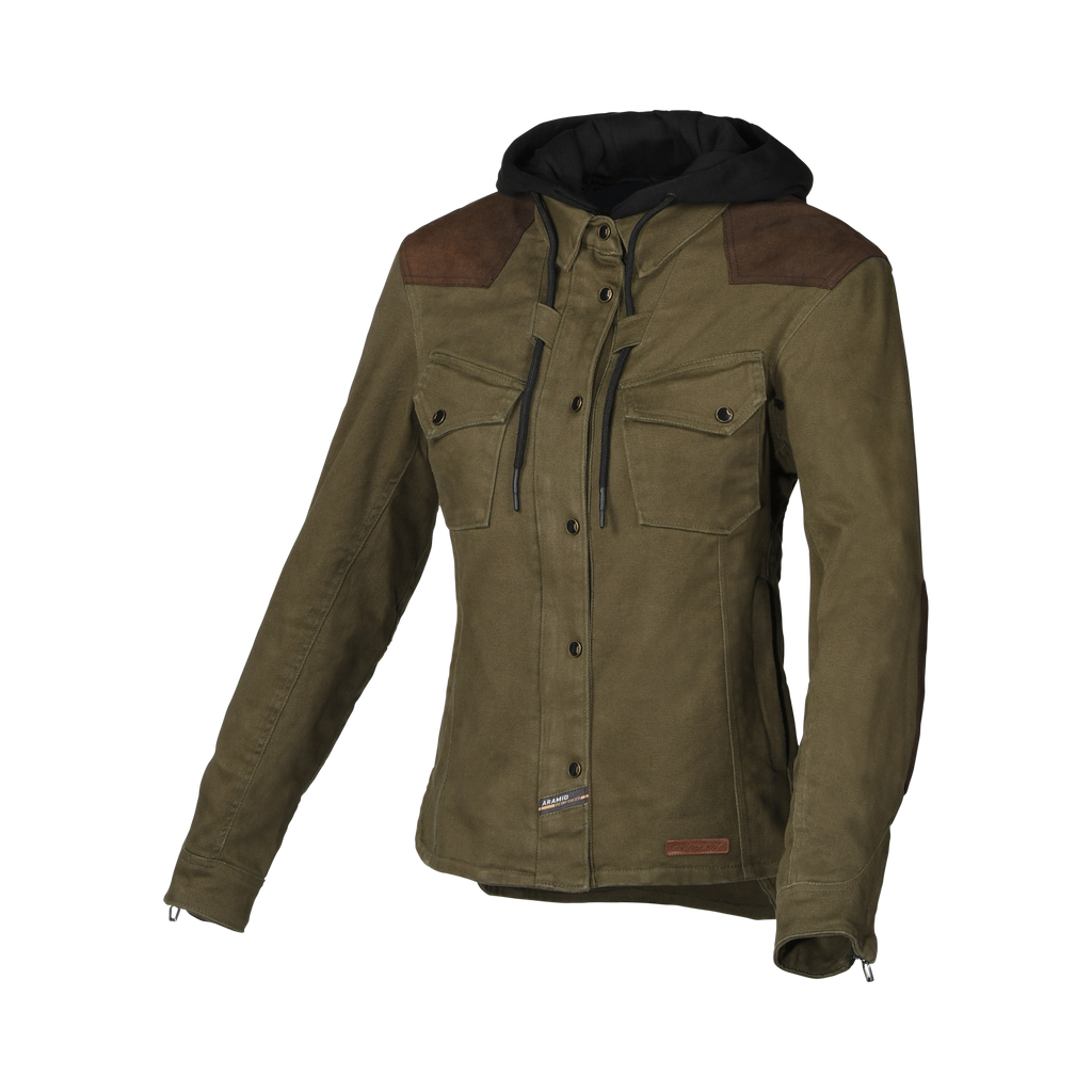 Macna Inland Verde/Marrone – Giacca Moto Casual con Cappuccio Donna