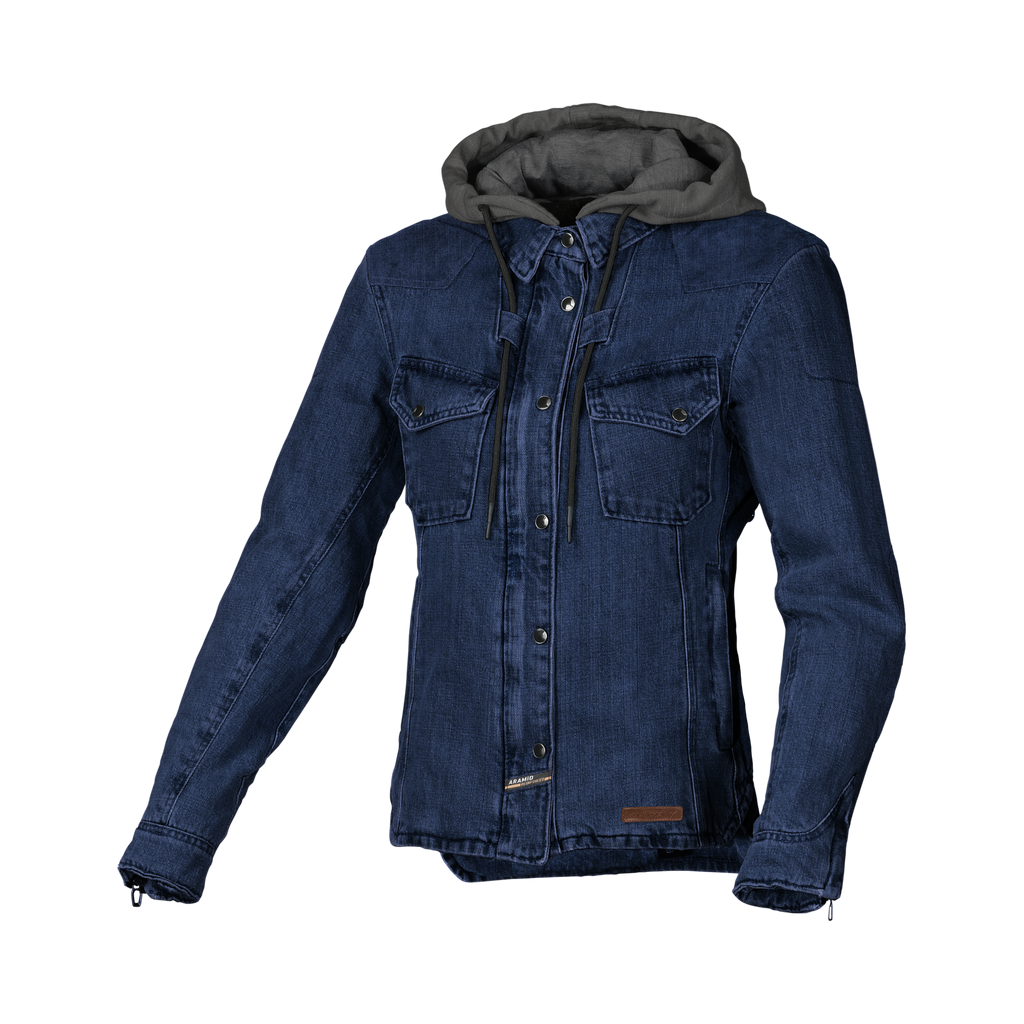Macna Inland Blu/Marrone – Giacca Moto Casual con Cappuccio Donna