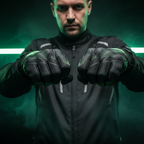 Macna Obtain Leather Nero/Verde – Guanti Moto Estivi in Pelle di Capra CE