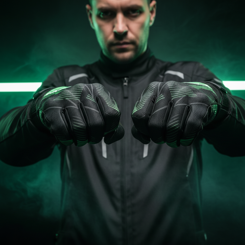 Macna Obtain Leather Nero/Verde – Guanti Moto Estivi in Pelle di Capra CE