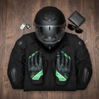 Macna Obtain Leather Nero/Verde – Guanti Moto Estivi in Pelle di Capra CE