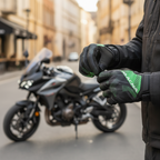 Macna Obtain Leather Nero/Verde – Guanti Moto Estivi in Pelle di Capra CE