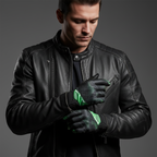 Macna Obtain Leather Nero/Verde – Guanti Moto Estivi in Pelle di Capra CE