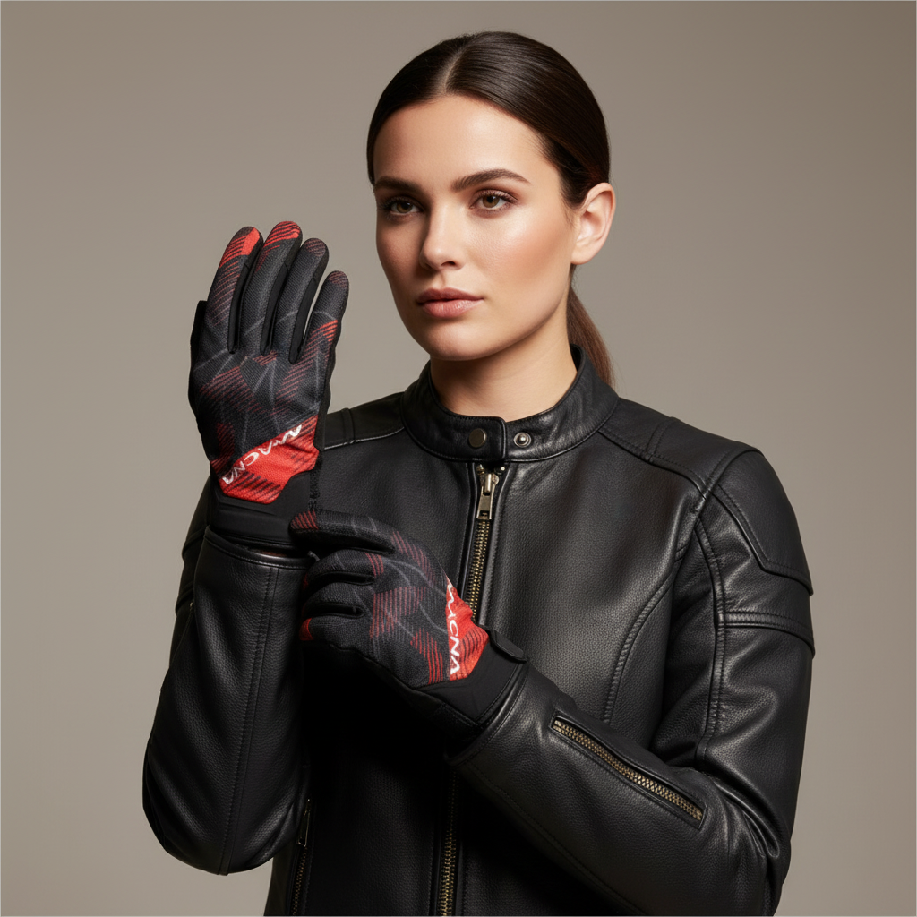 Macna Obtain Leather Rosso/Bianco – Guanti Moto Estivi in Pelle di Capra CE