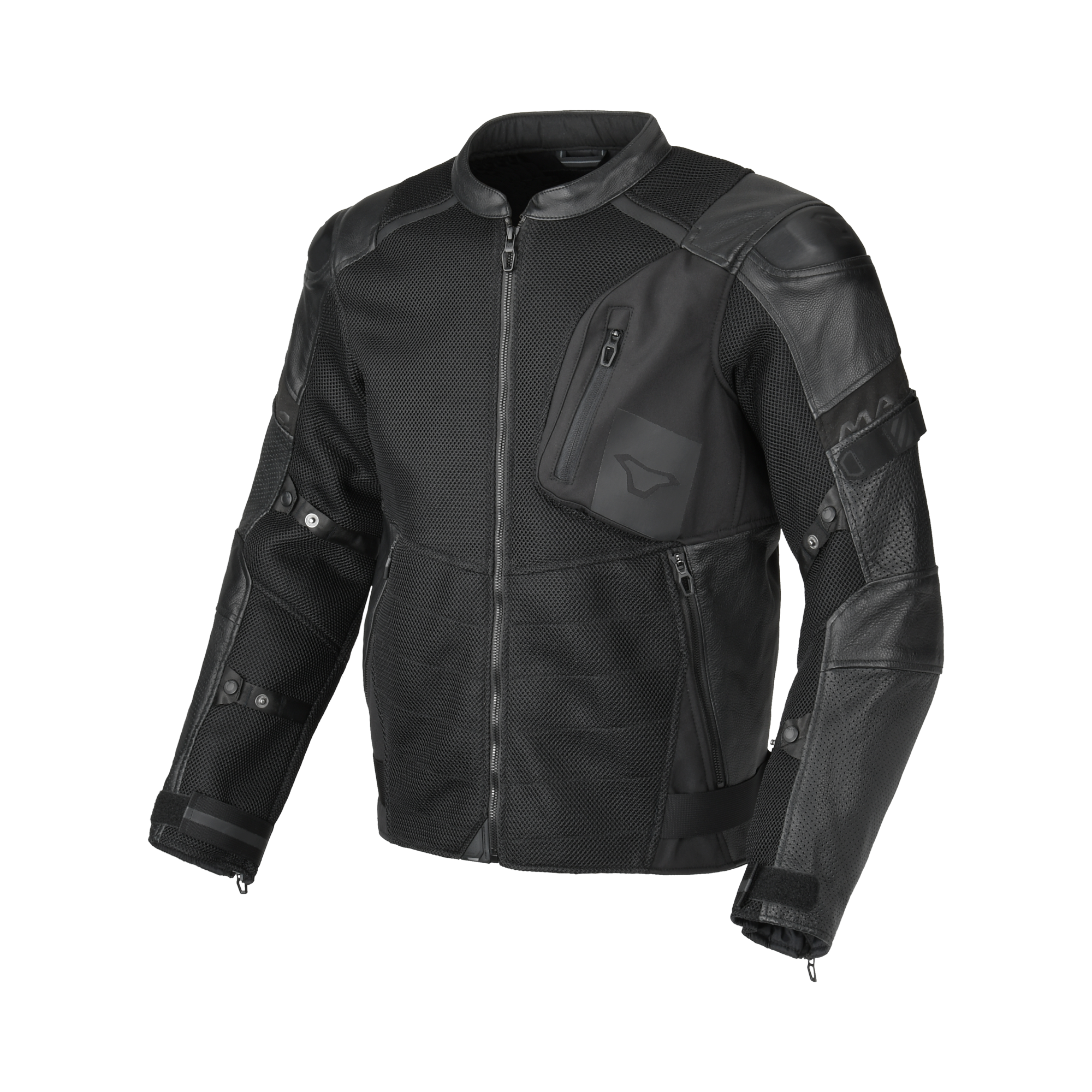 Macna Olsan Nero – Giacca Moto Utility Estiva Pelle e Rete CE Uomo – vista 1