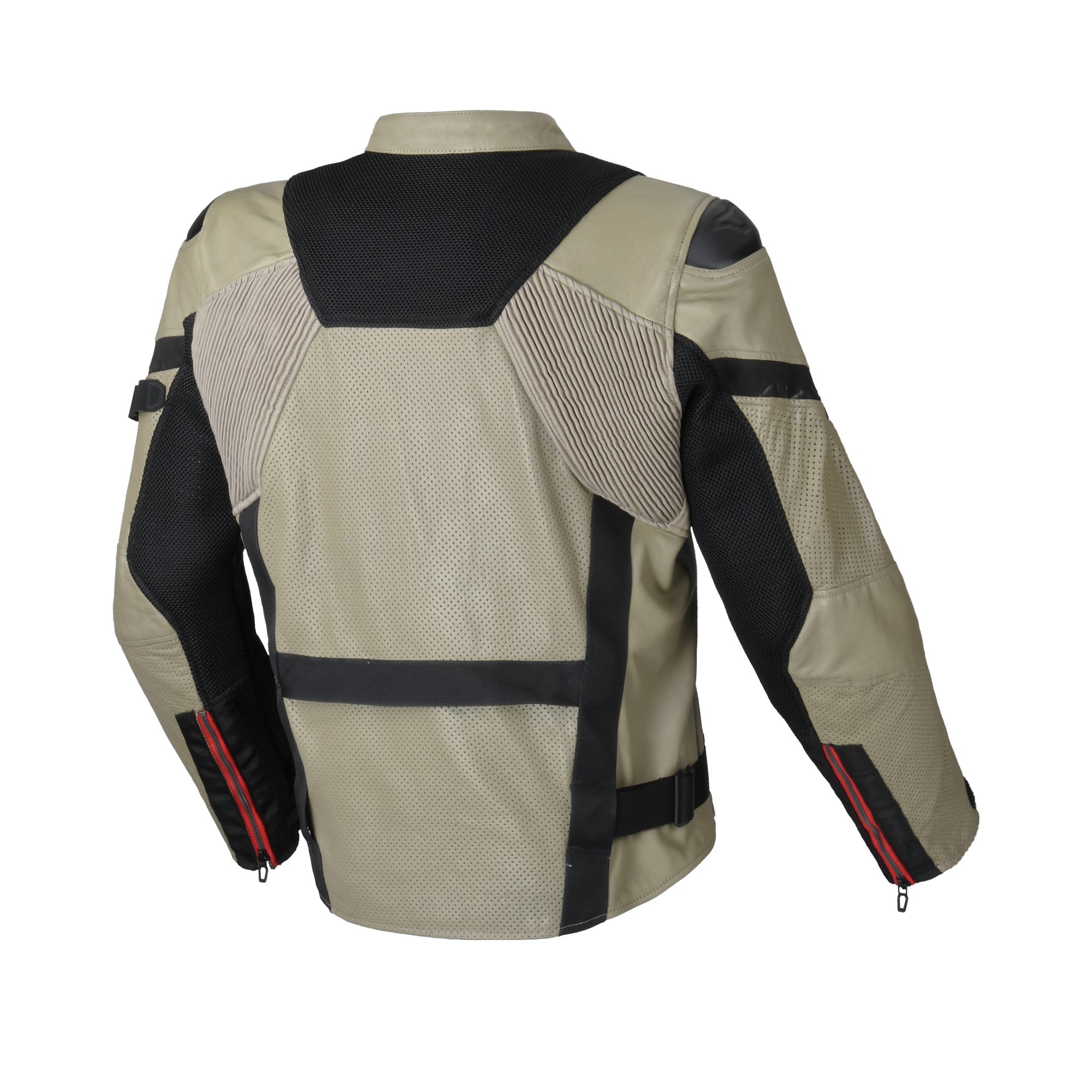 Macna Olsan Nero/Taupe – Giacca Moto Utility Estiva Pelle e Rete CE Uomo – vista 2