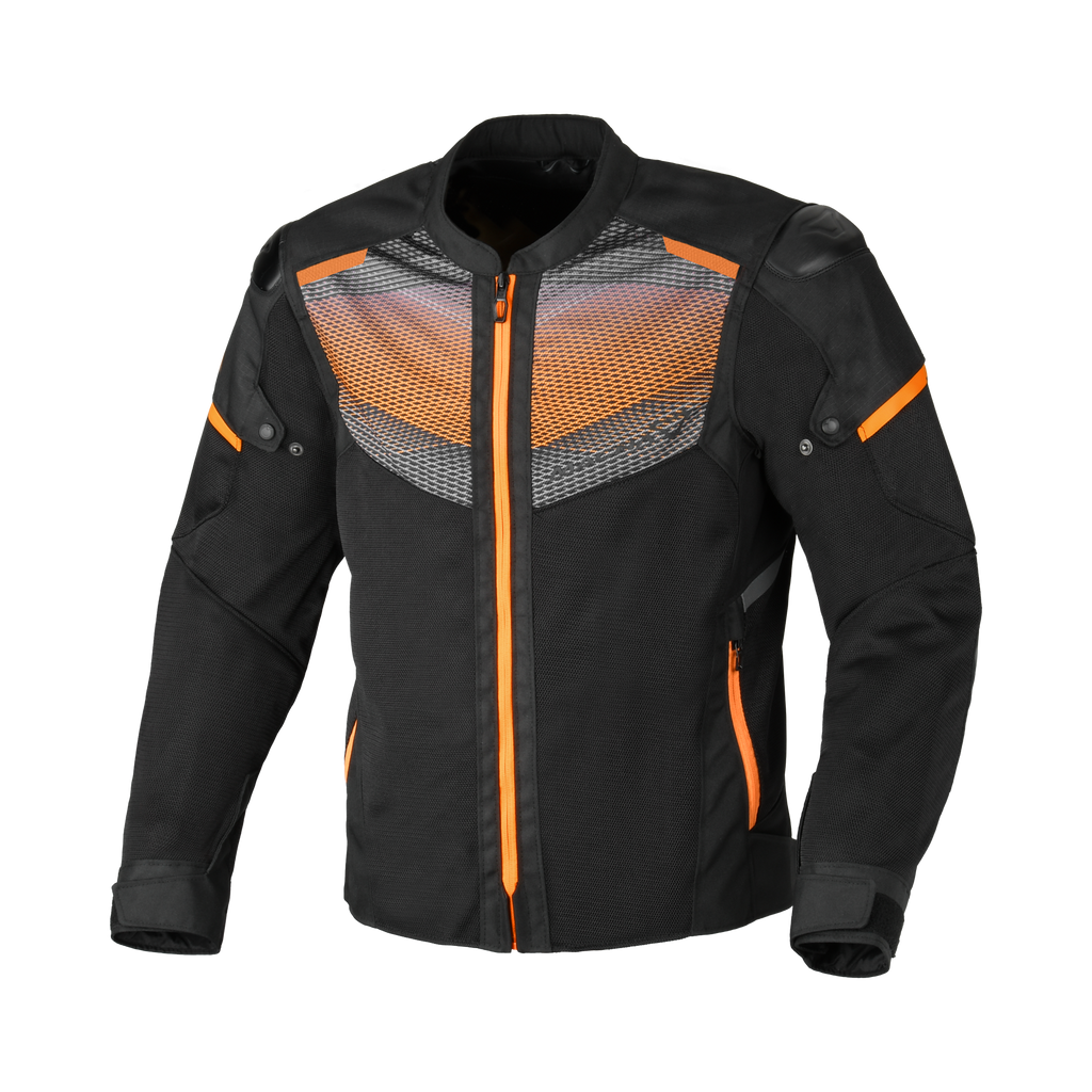 Macna Orcano 2.0 Nero/Arancio - Giacca Moto Estiva in Rete CE Uomo - vista 1