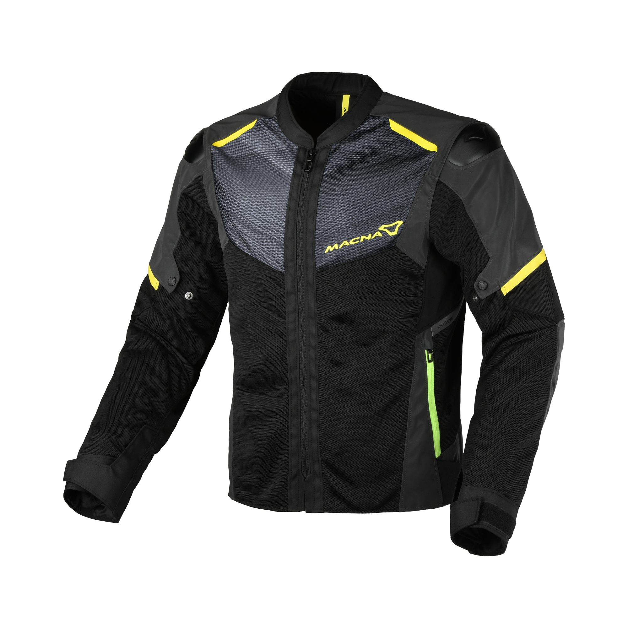 Macna Orcano 2.0 Night Eye Nero/Giallo - Giacca Moto Estiva Riflettente in Rete CE Uomo - vista 3