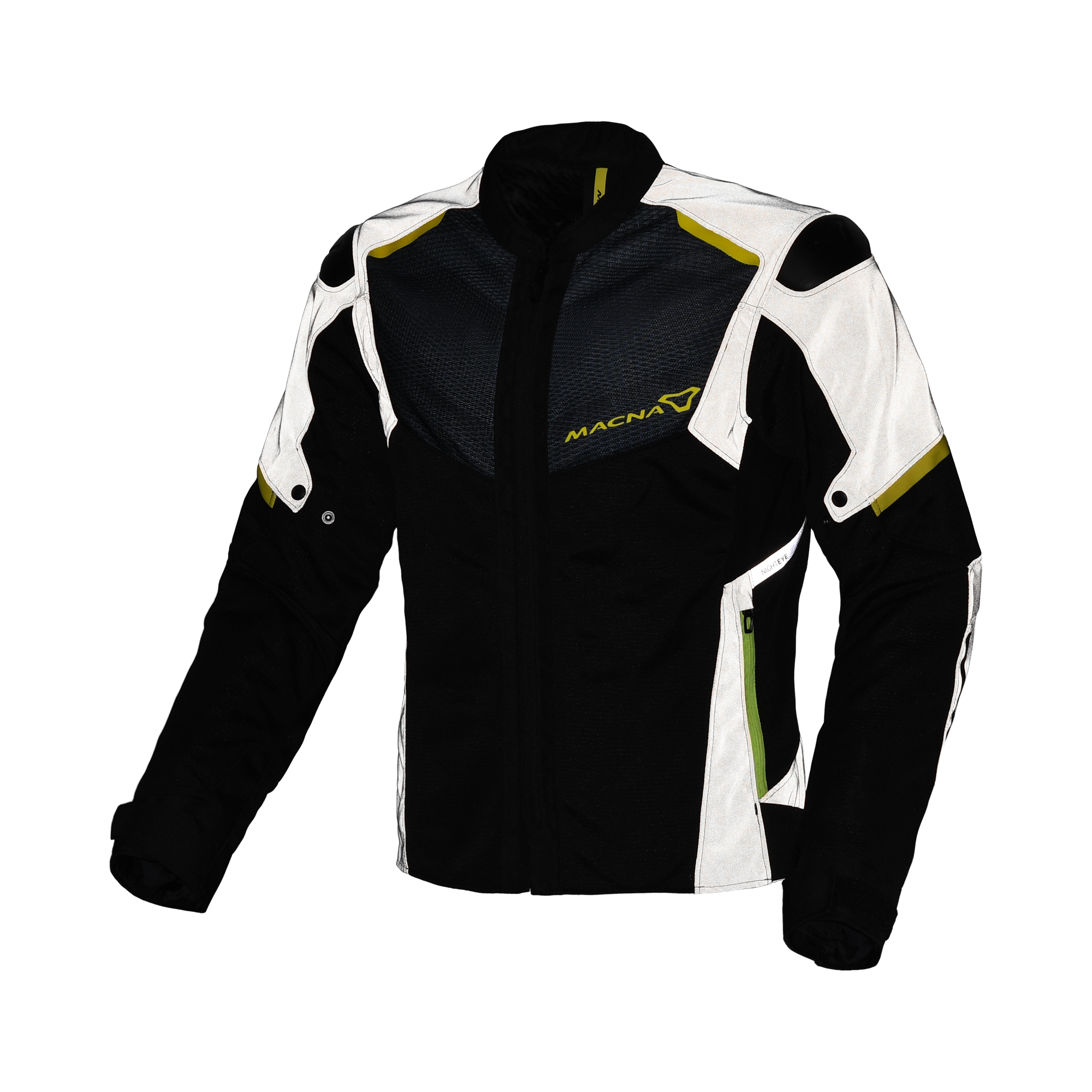Macna Orcano 2.0 Night Eye Nero/Giallo - Giacca Moto Estiva Riflettente in Rete CE Uomo - vista 1
