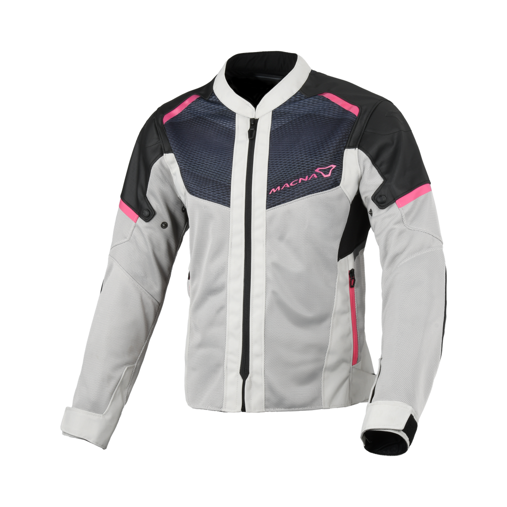 Macna Orcano 2.0 Grigio/Rosa – Giacca Moto Estiva in Rete CE Donna – vista frontale