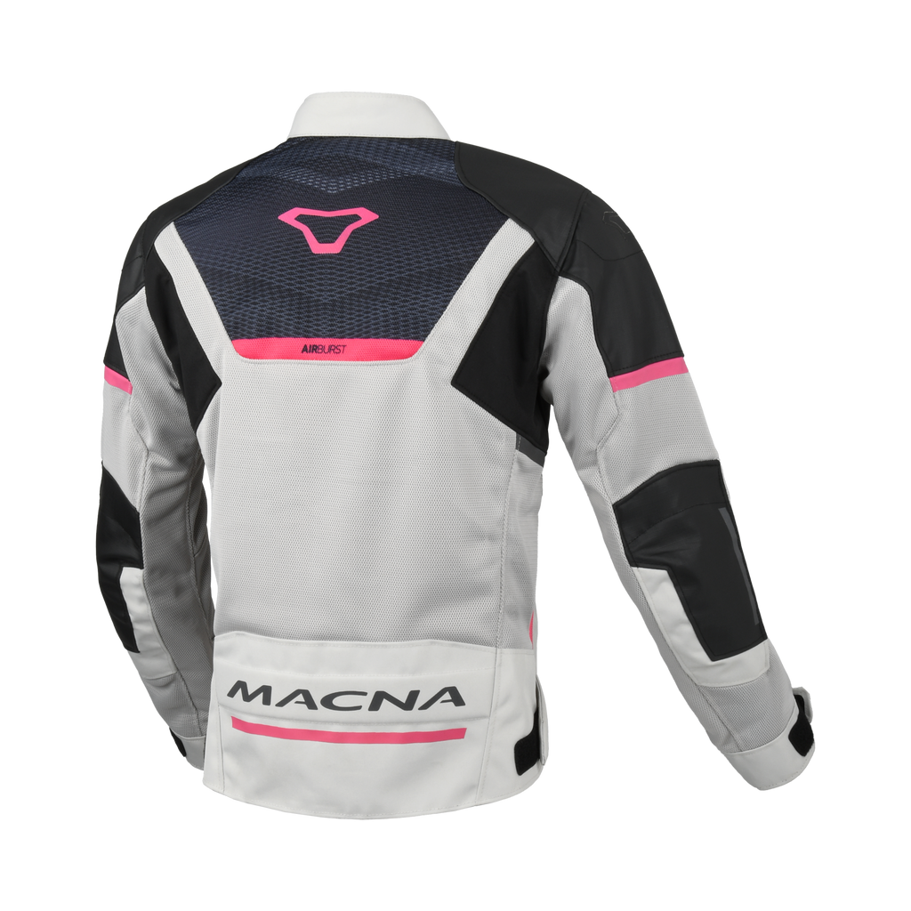 Macna Orcano 2.0 Grigio/Rosa – Giacca Moto Estiva in Rete CE Donna – vista posteriore