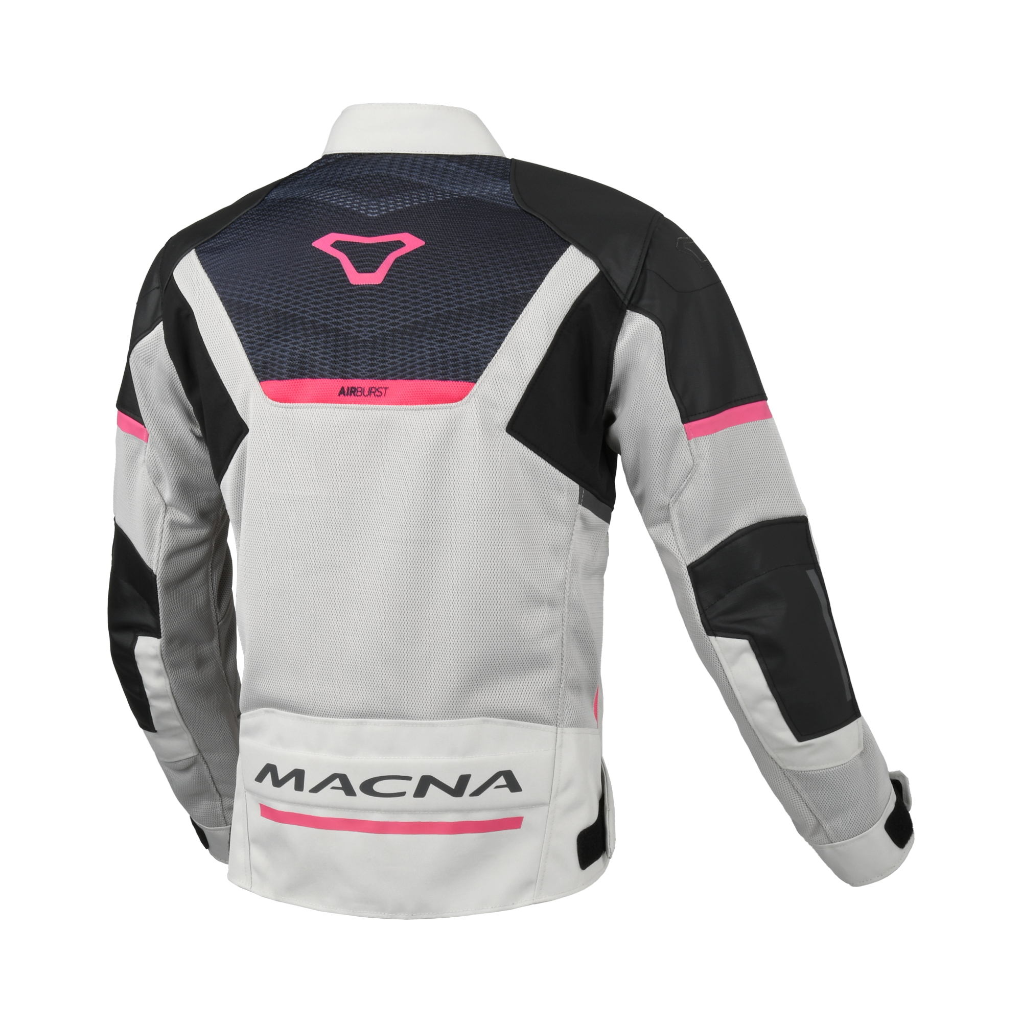 Macna Orcano 2.0 Grigio/Rosa – Giacca Moto Estiva in Rete CE Donna – vista posteriore