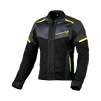 Macna Orcano 2.0 Night Eye Nero/Giallo – Giacca Moto Estiva Riflettente in Rete CE Donna – vista frontale