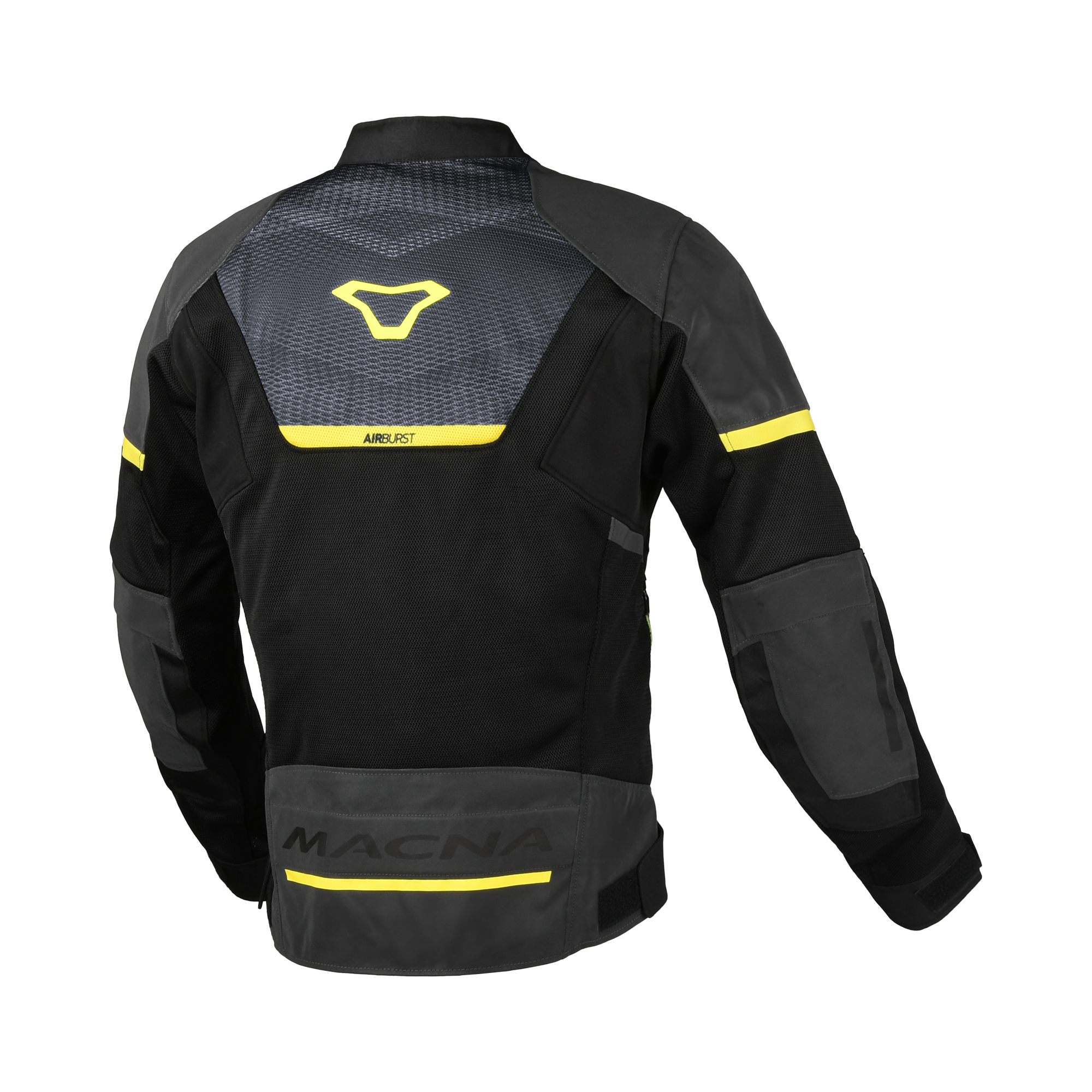 Macna Orcano 2.0 Night Eye Nero/Giallo – Giacca Moto Estiva Riflettente in Rete CE Donna – vista posteriore