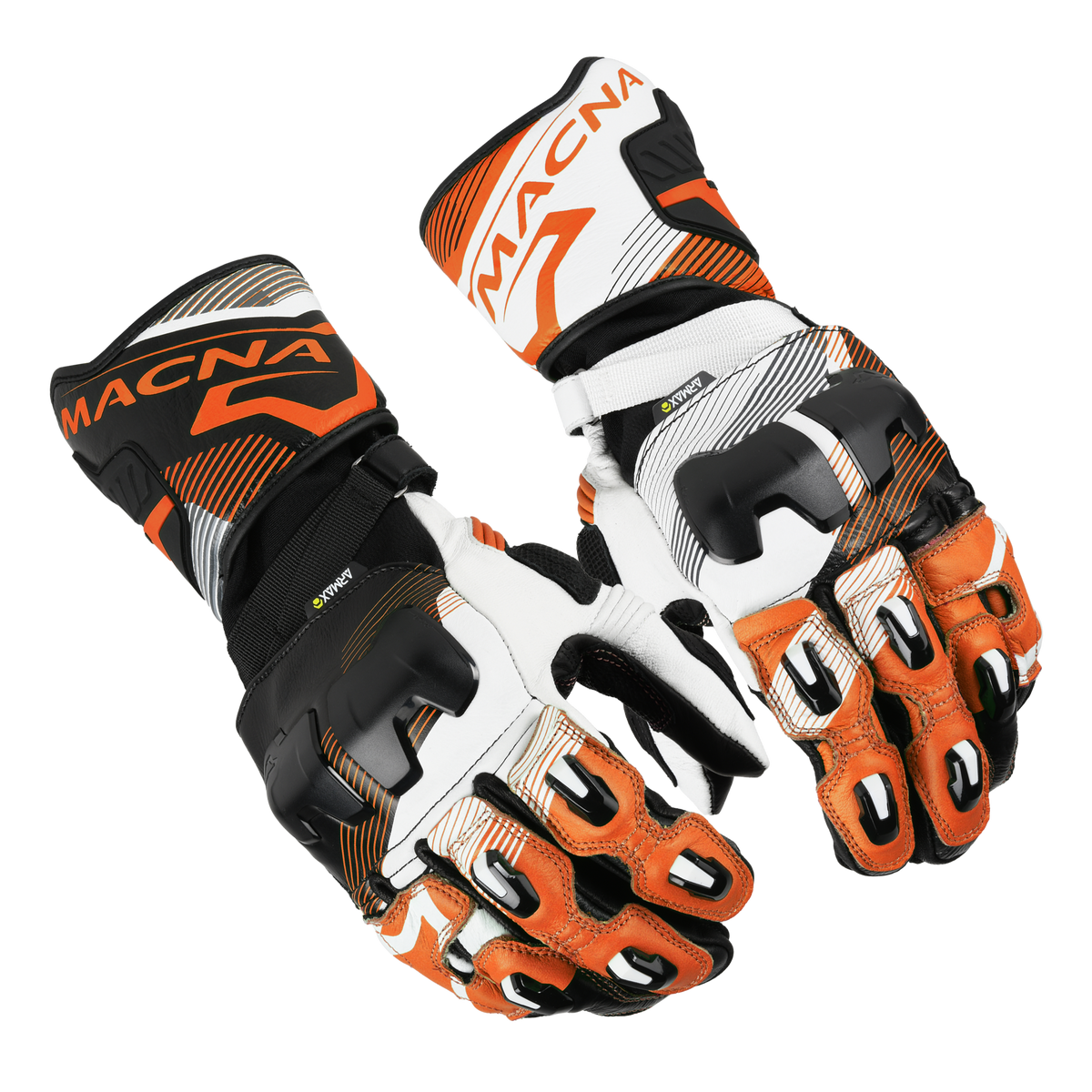 Macna Powertrack 2.0 Grau / Orange – Motorrad Lederhandschuhe CE Herren
