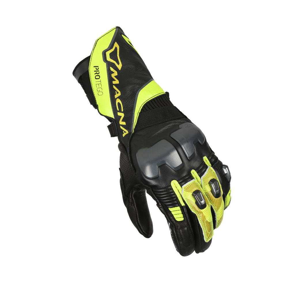 Macna Protego Nero/Giallo – Guanti Moto Racing CE Uomo – vista 1