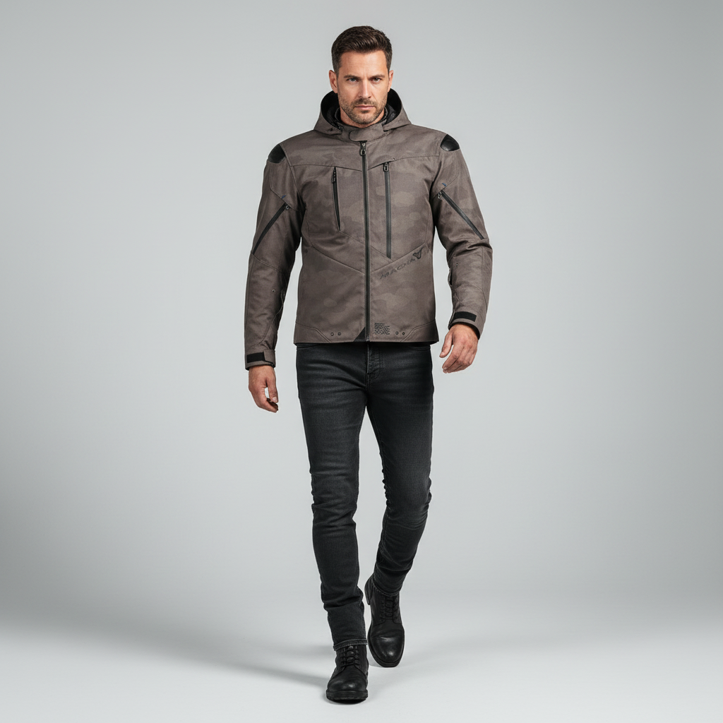 Macna Proxim Night Eye Giacca Moto Impermeabile 3 Strati – Taupe Brown Camo Tg L - Moon Bike - Vista 5