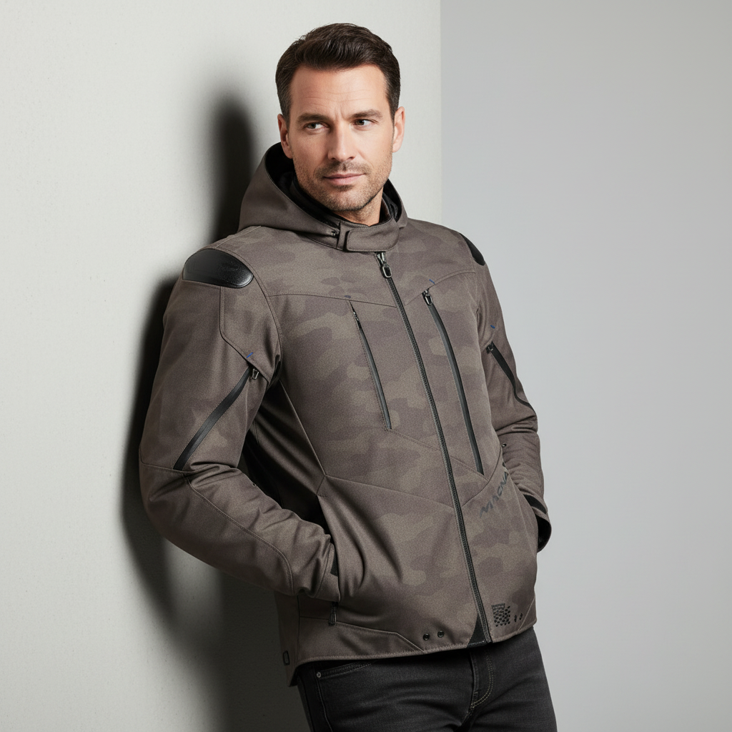 Macna Proxim Night Eye Giacca Moto Impermeabile 3 Strati – Taupe Brown Camo Tg L - Moon Bike - Vista 7
