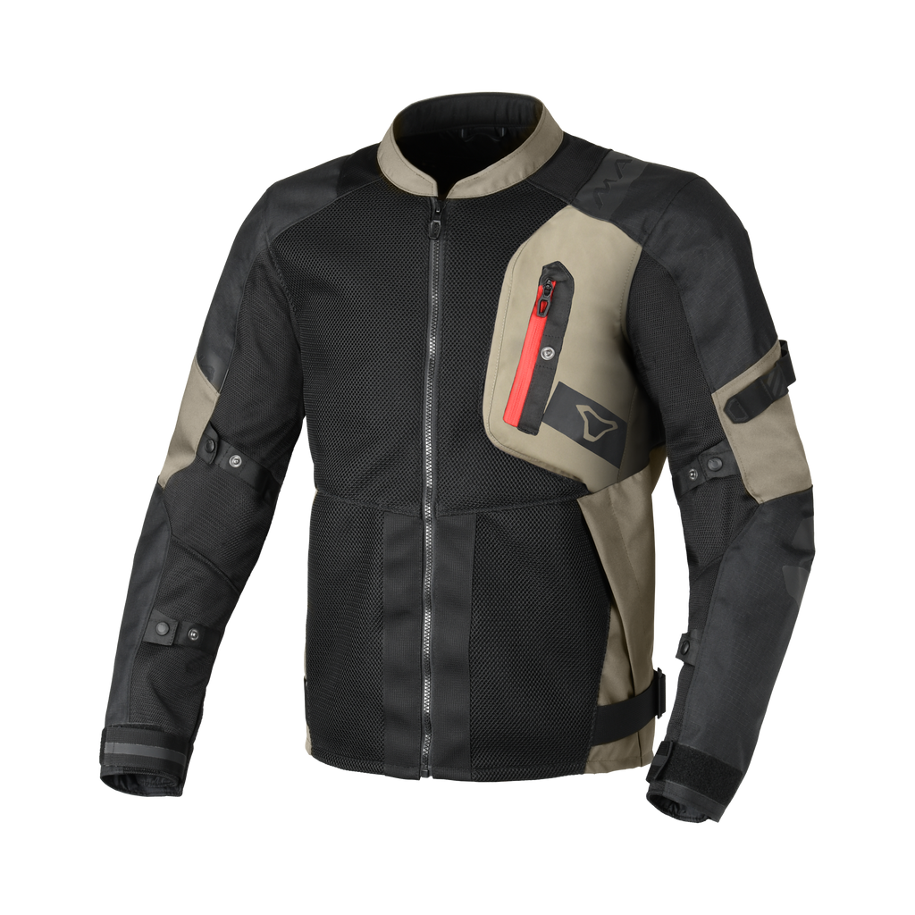 Macna Raddic Nero/Taupe – Giacca Moto Utility Estiva in Rete CE Uomo – vista frontale