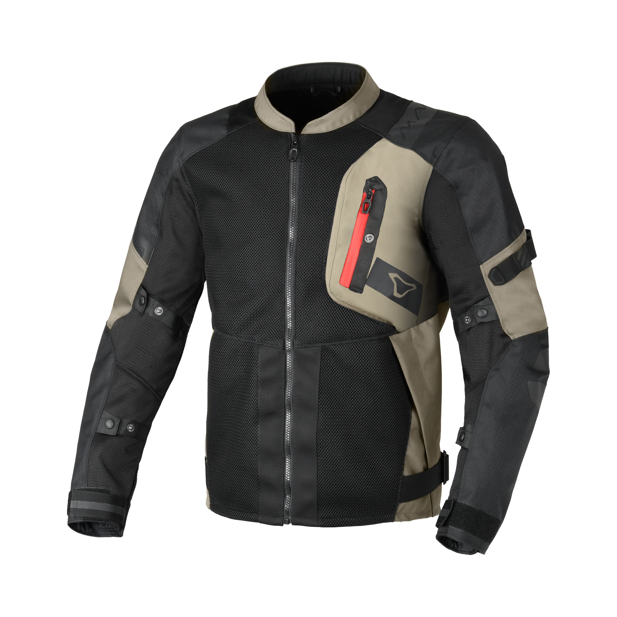Macna Raddic Nero/Taupe – Giacca Moto Utility Estiva in Rete CE Uomo – vista frontale