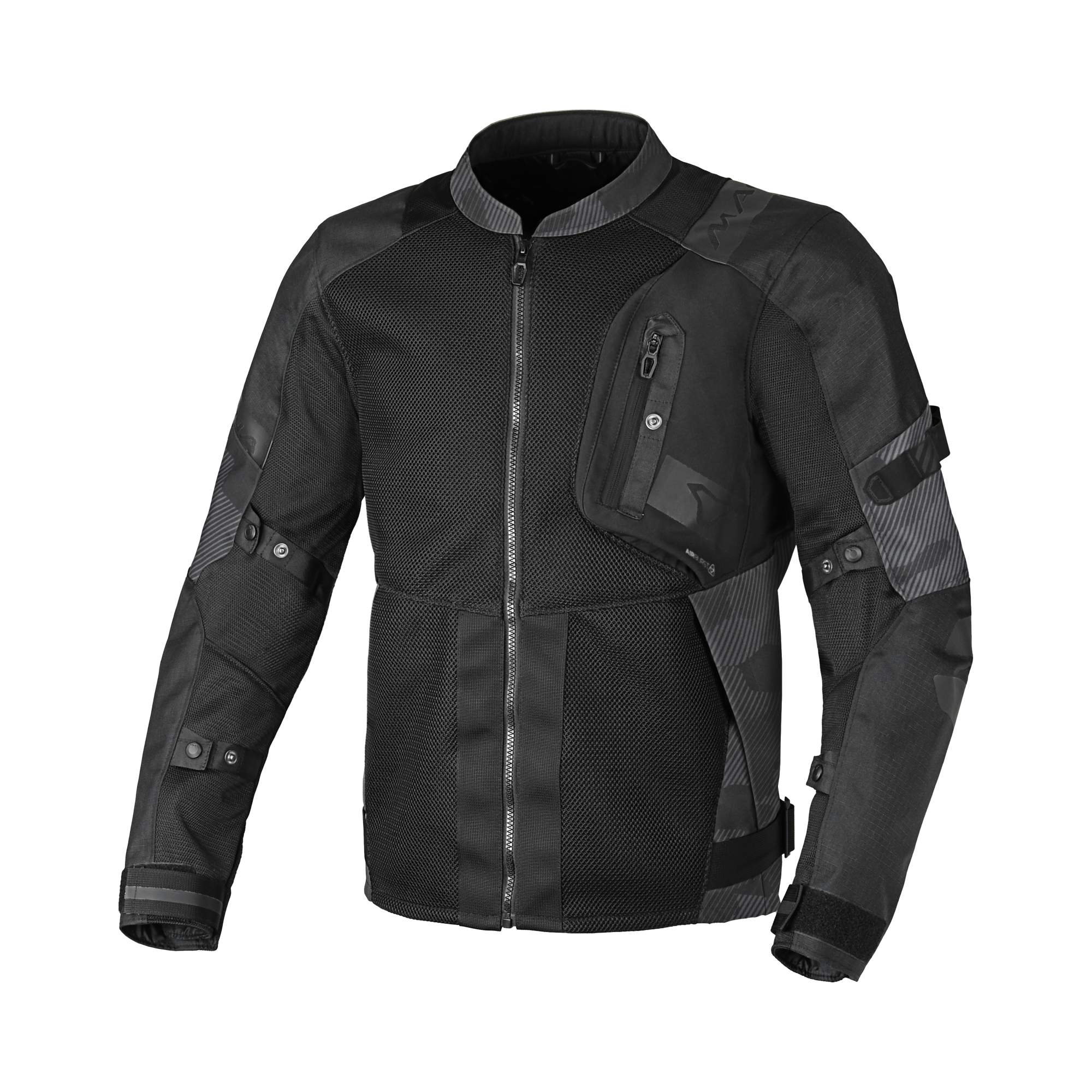 Macna Raddic Nero/Grigio – Giacca Moto Utility Estiva in Rete CE Uomo – vista frontale