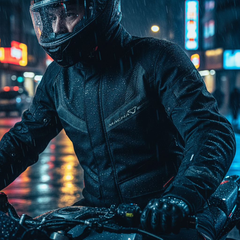 Macna Macna Rancher Giacca Moto Nero Grigio – Impermeabile Raintex Touring CE Classe A Nero Abbigliamento per moto - Moon Bike - Vista 7