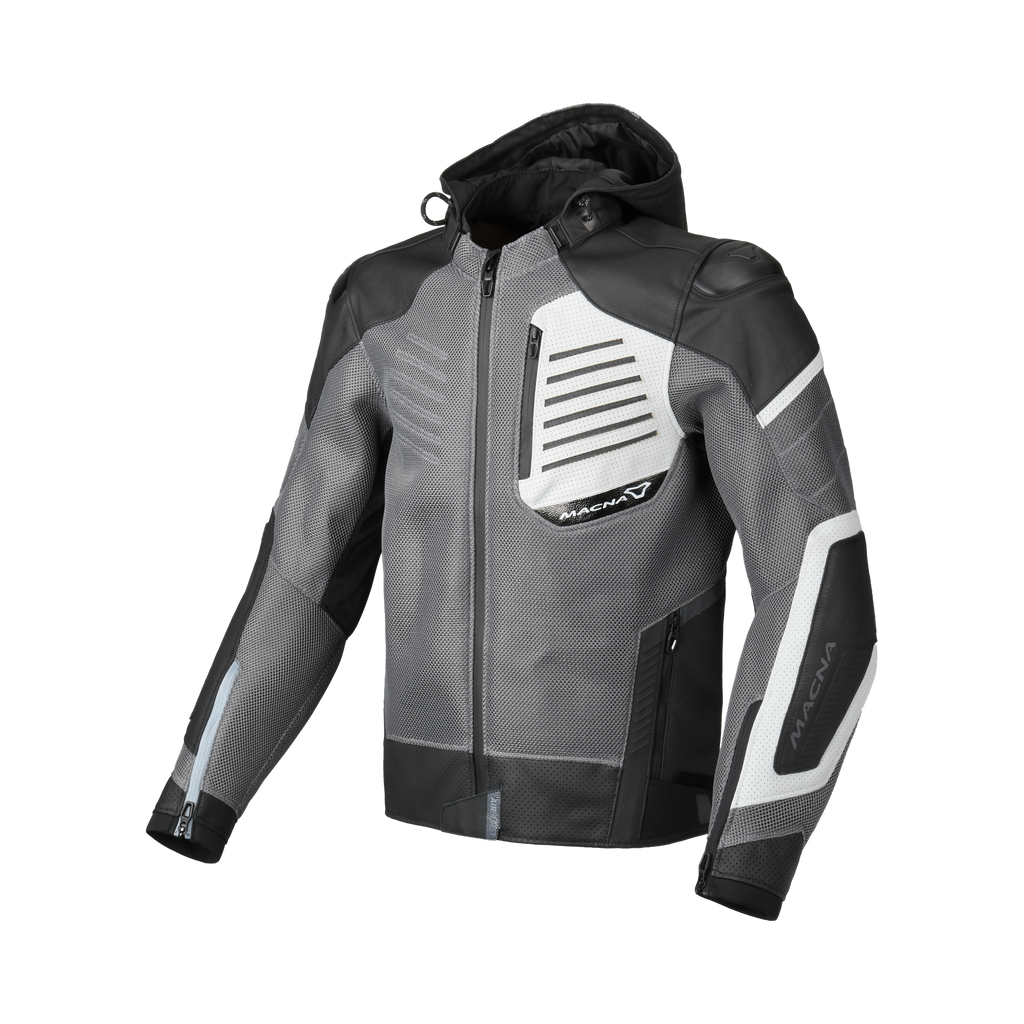 Macna Risant Grigio/Nero giacca moto vista 1
