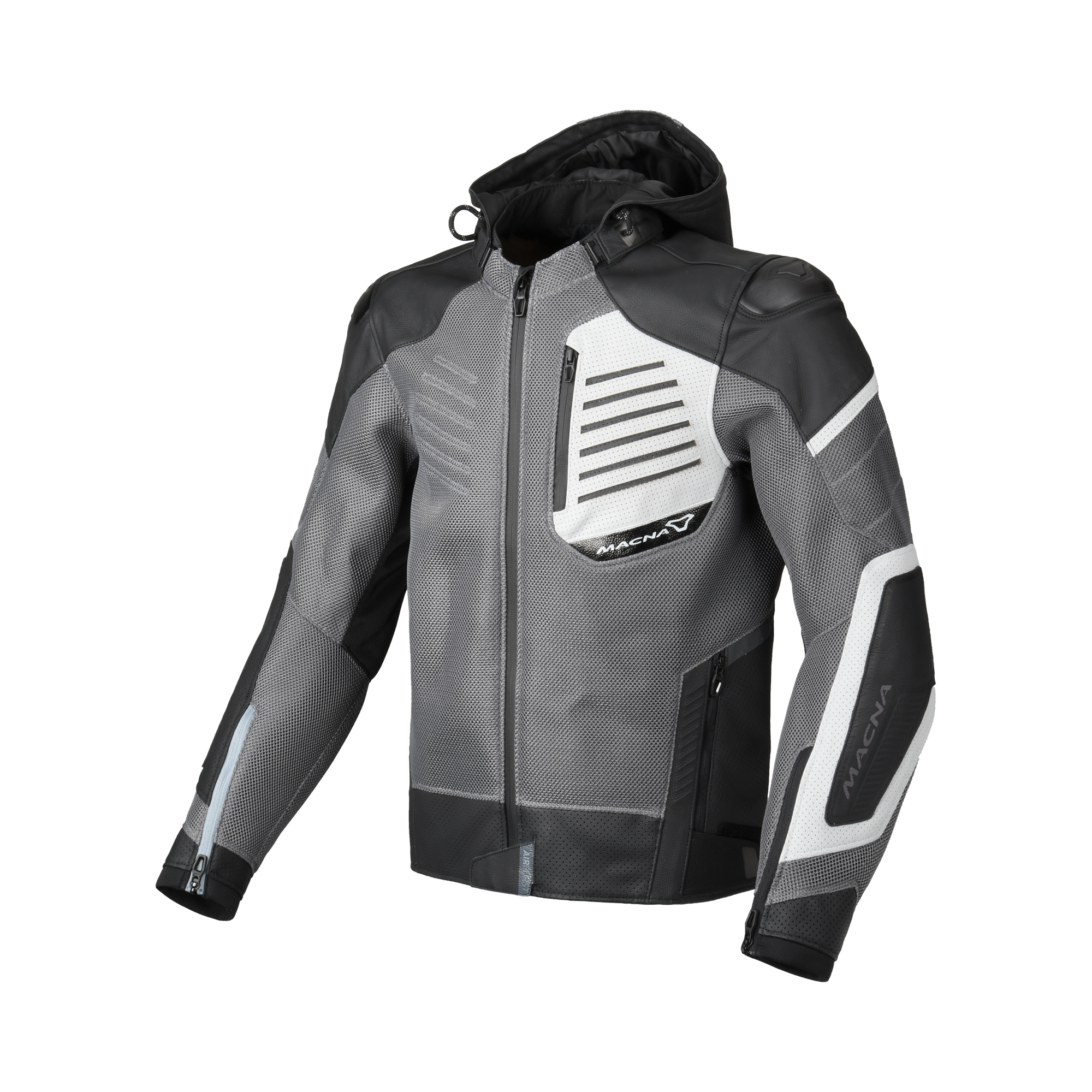 Macna Risant Grigio/Nero giacca moto vista 1
