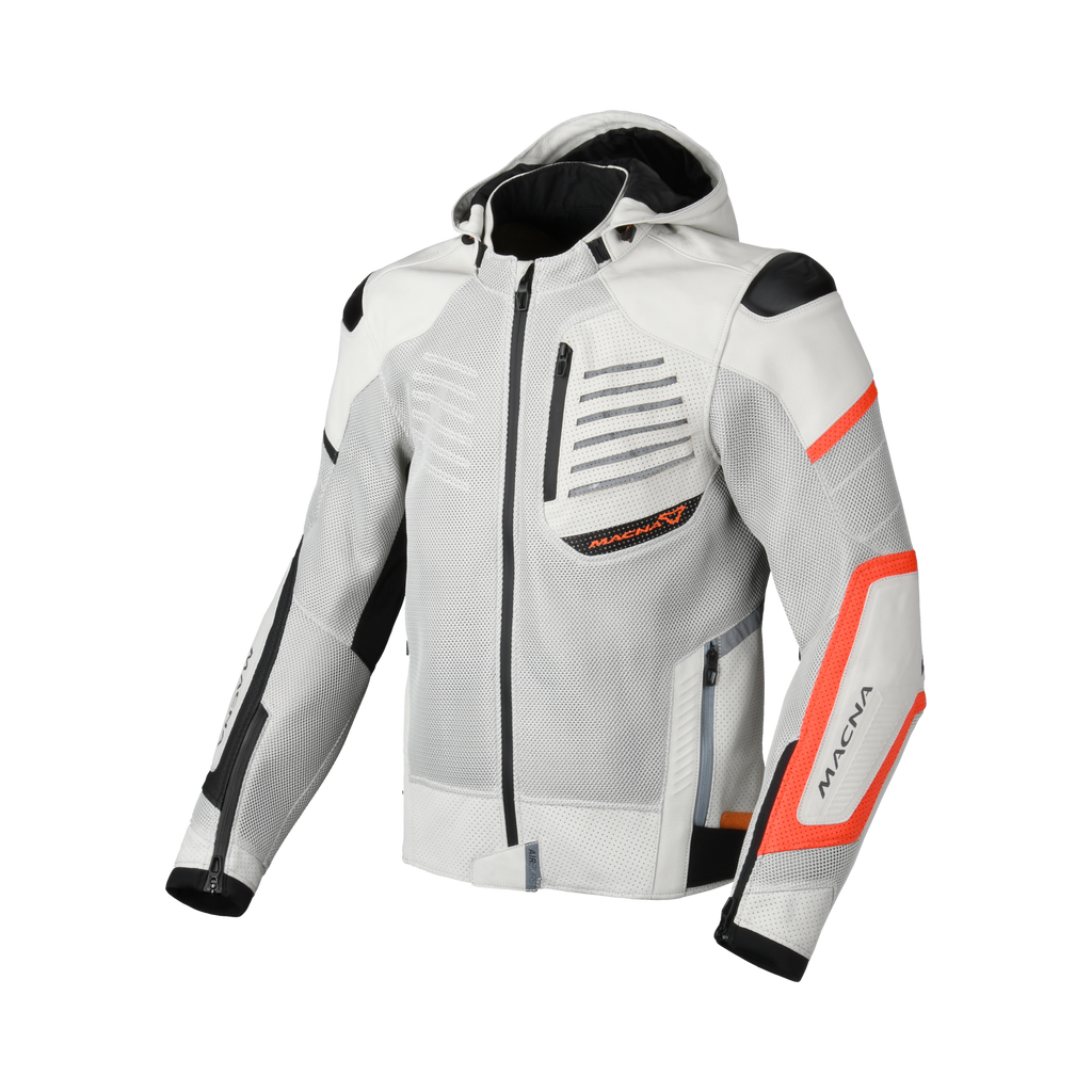 Macna Risant Grigio/Arancio giacca moto vista 1