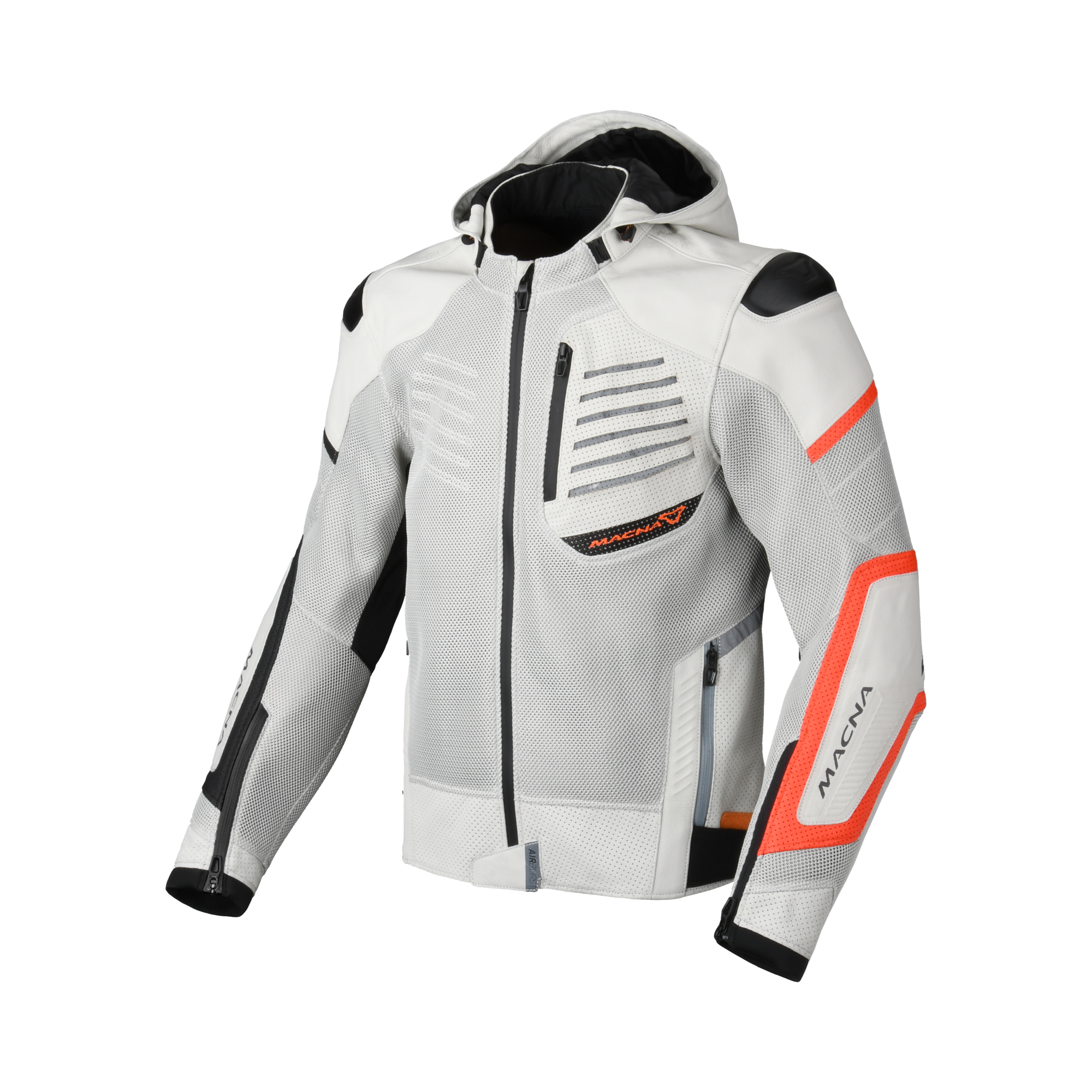 Macna Risant Grigio/Arancio giacca moto vista 1
