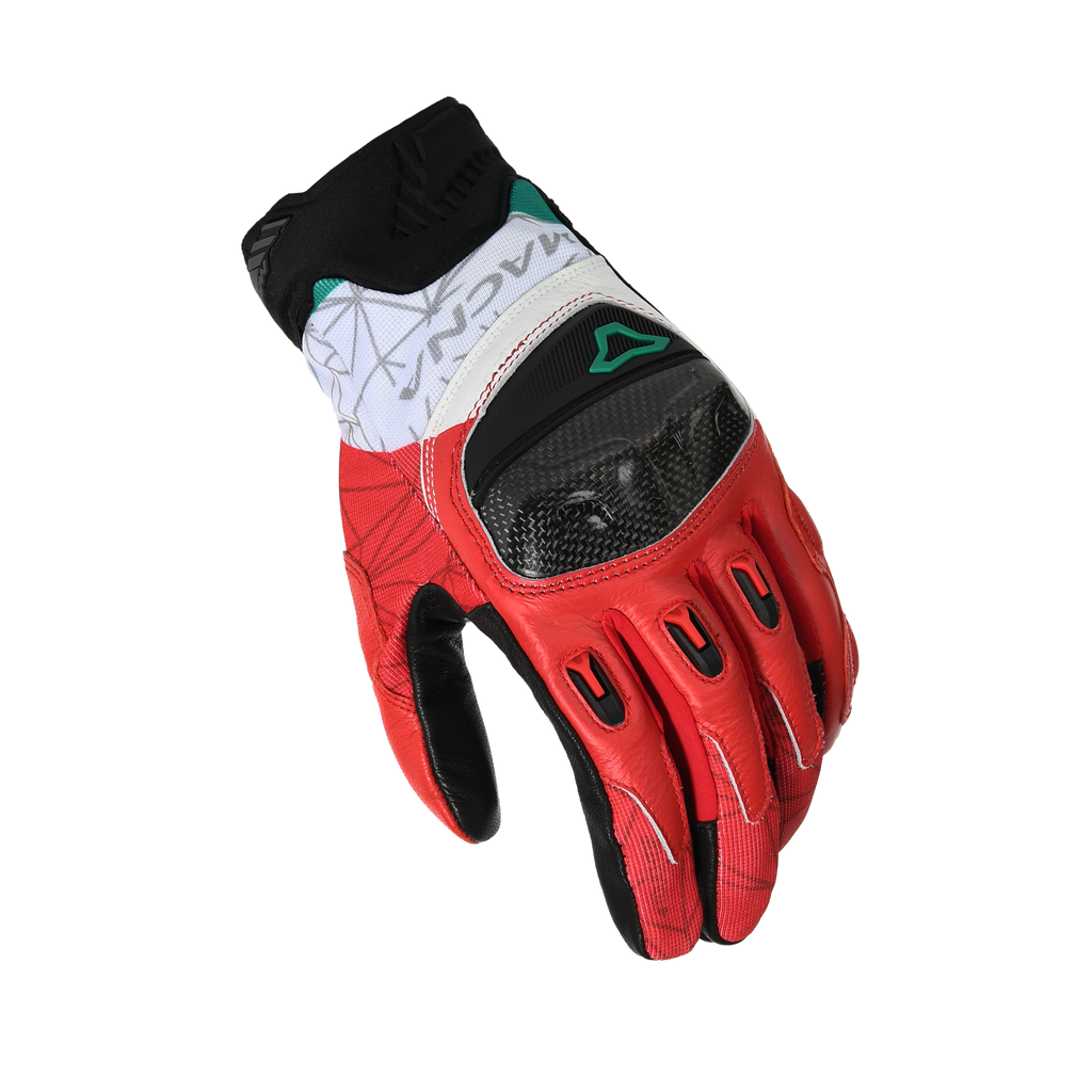 Macna Rocco Rosso/Bianco – Guanti Moto in Pelle CE Uomo – vista 1