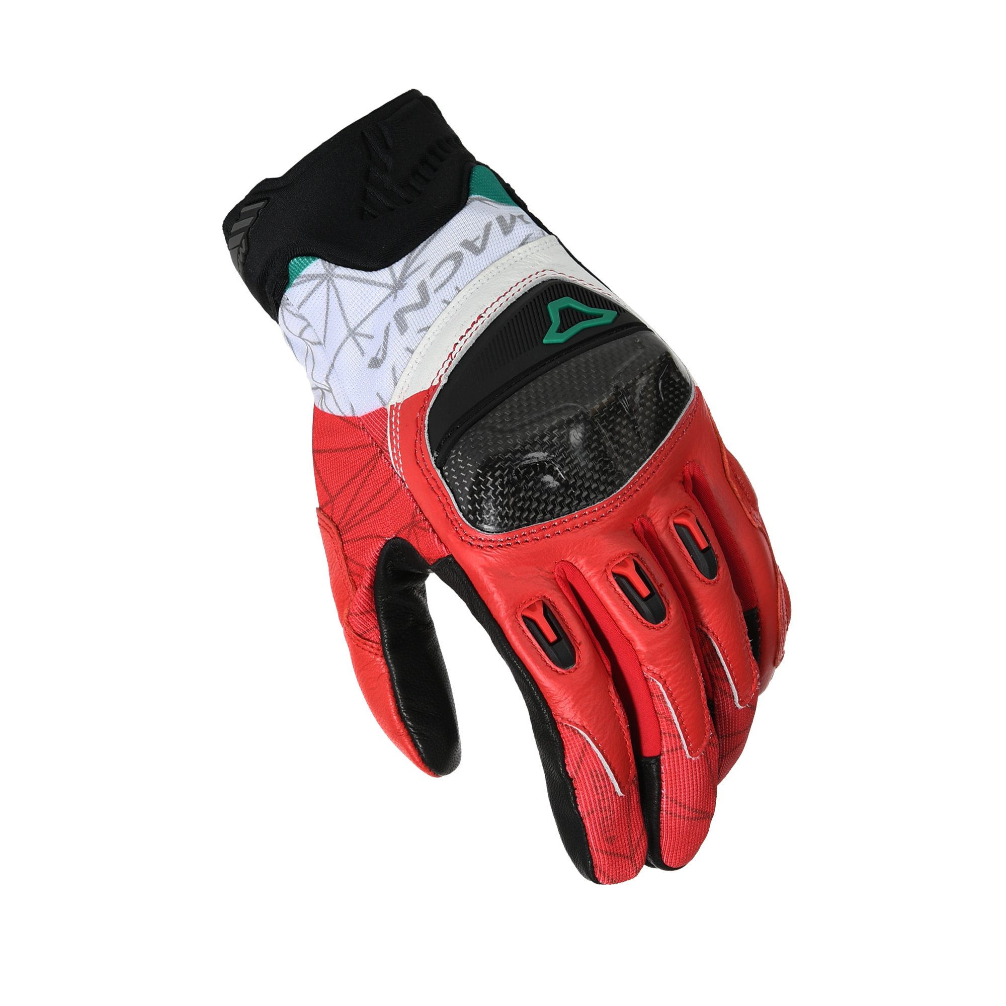 Macna Rocco Rosso/Bianco – Guanti Moto in Pelle CE Uomo – vista 1
