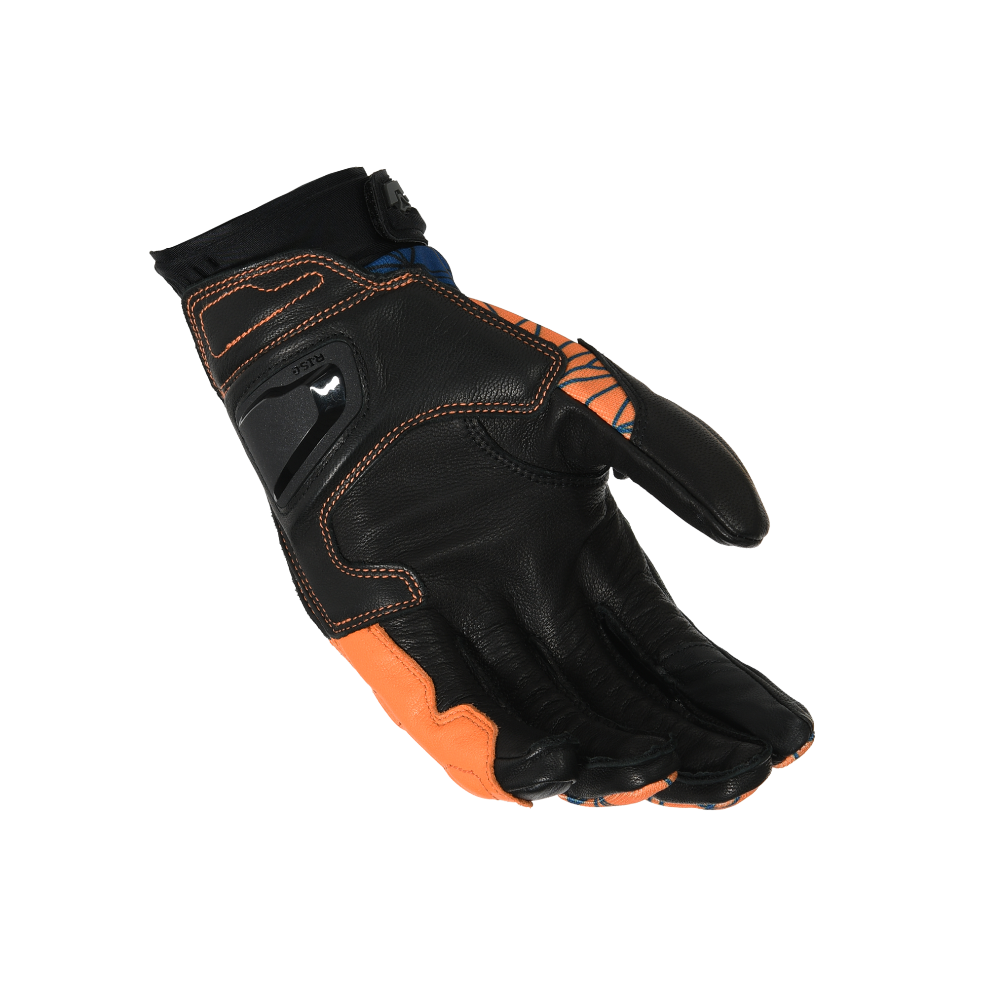 Macna Rocco Arancione/Blu – Guanti Moto in Pelle CE Uomo – vista 2