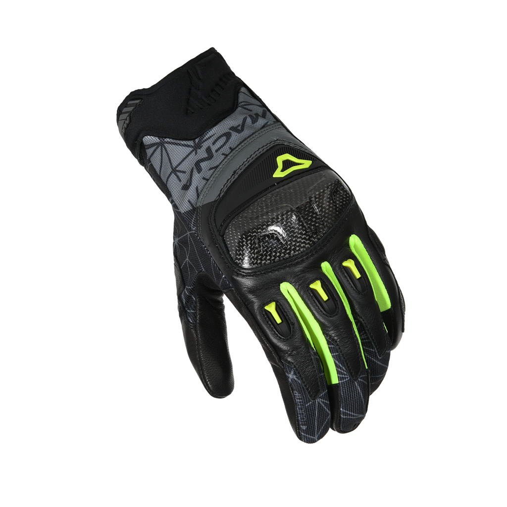 Macna Rocco Nero/Giallo – Guanti Moto in Pelle CE Uomo – vista 1