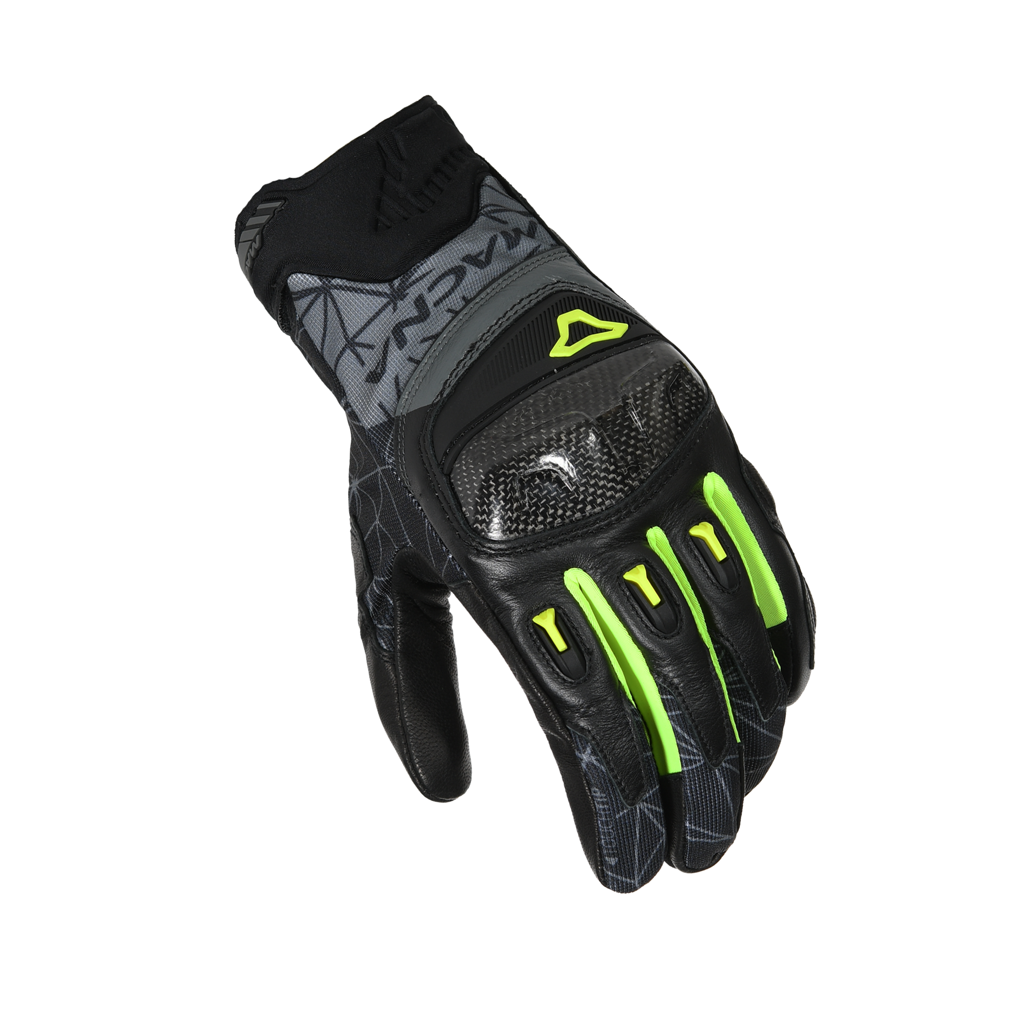 Macna Rocco Nero/Giallo – Guanti Moto in Pelle CE Uomo – vista 1