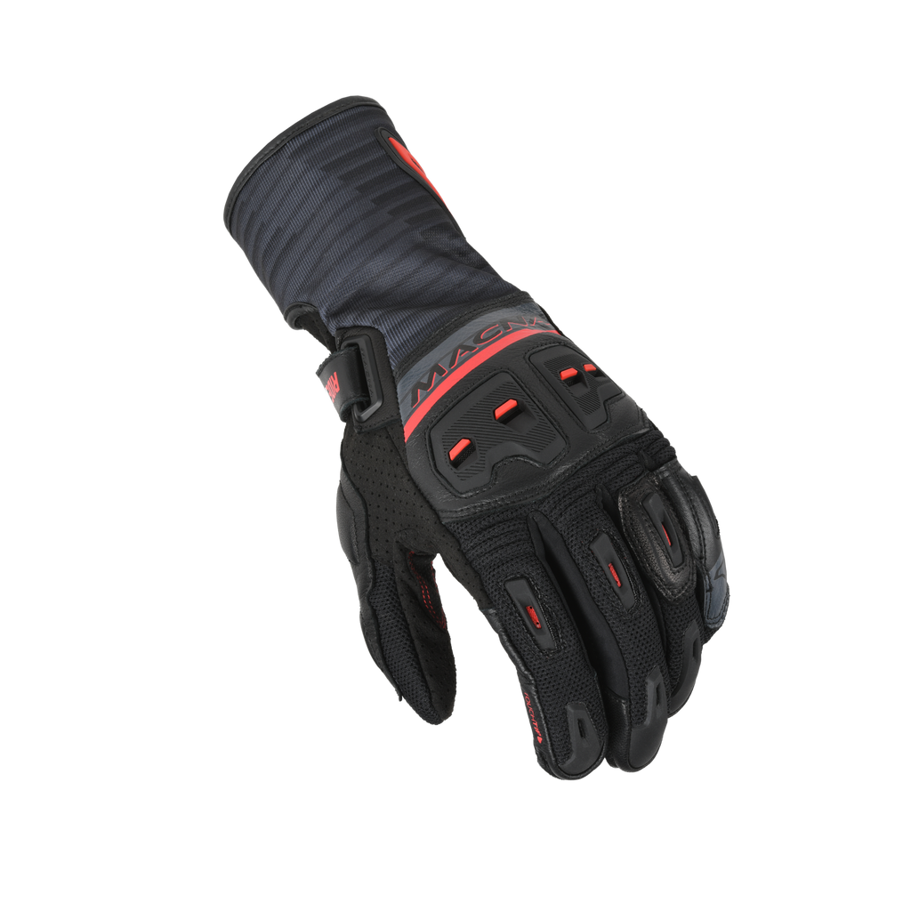 Macna Shellar Nero/Rosso – Guanti Moto in Pelle CE Uomo – vista 1