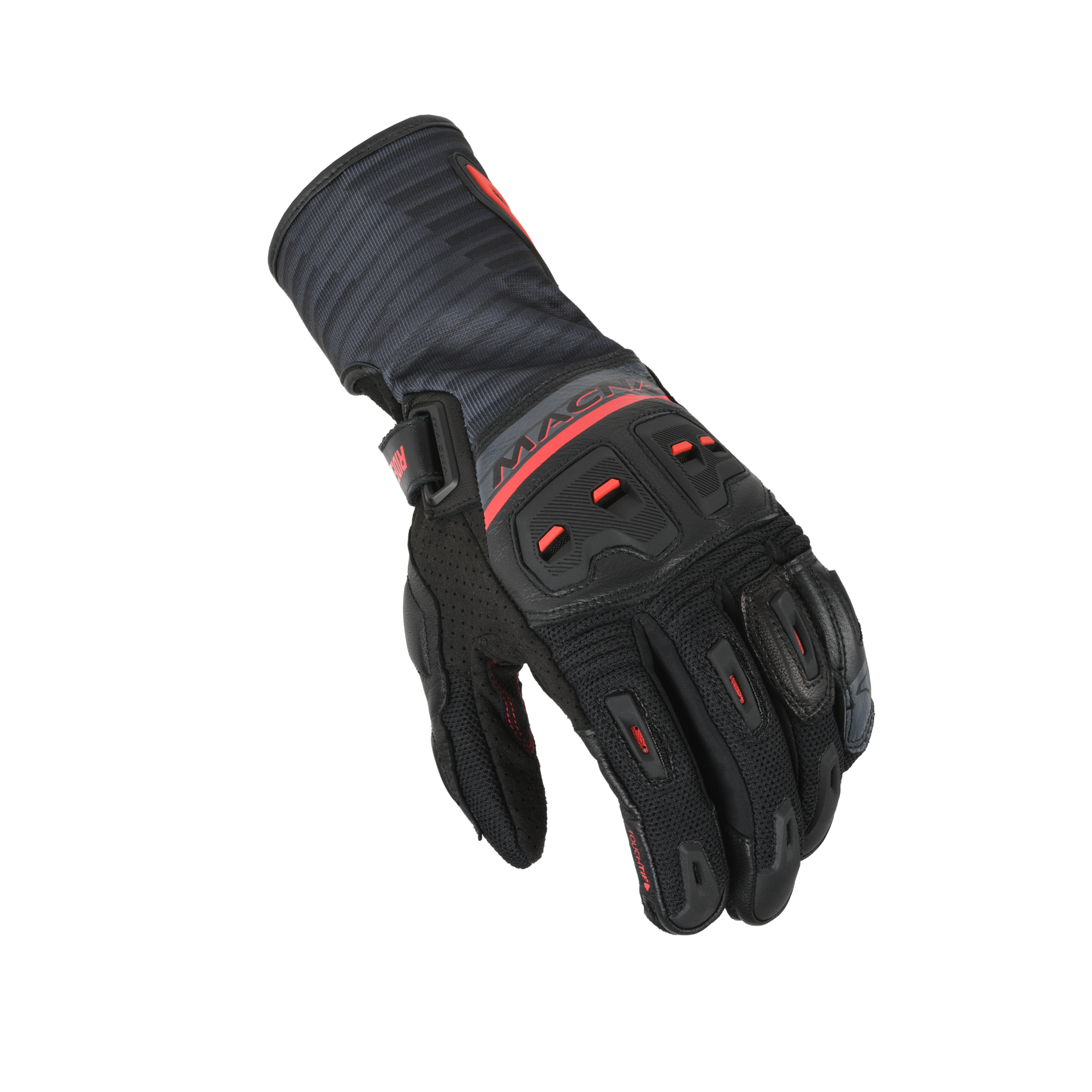 Macna Shellar Nero/Rosso – Guanti Moto in Pelle CE Uomo – vista 1